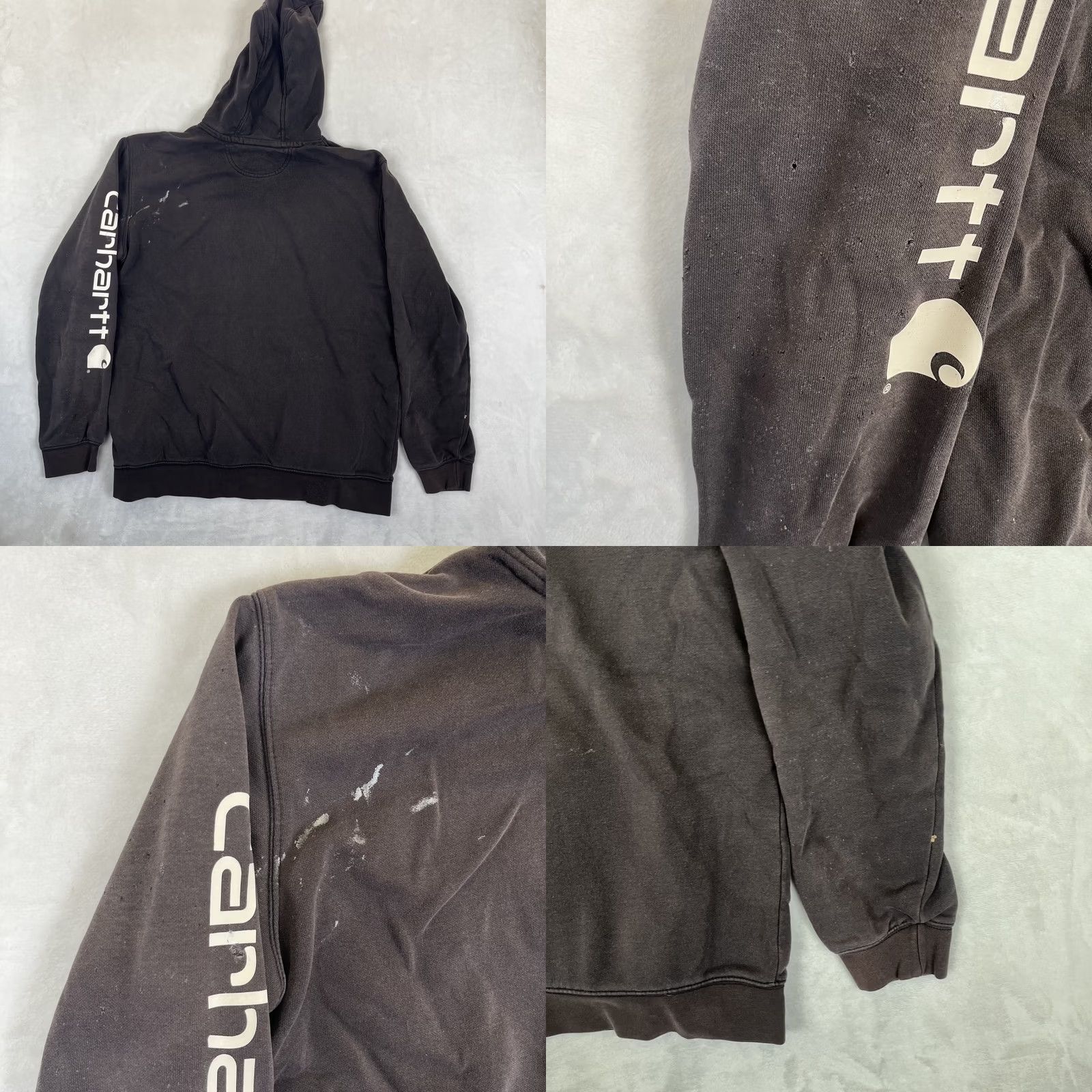 Carhartt Carhartt Hoodie Sweatshirt Mens Large Black Spell Out Arm Sun Faded Thrashed Size US L / EU 52-54 / 3 - 8 Thumbnail