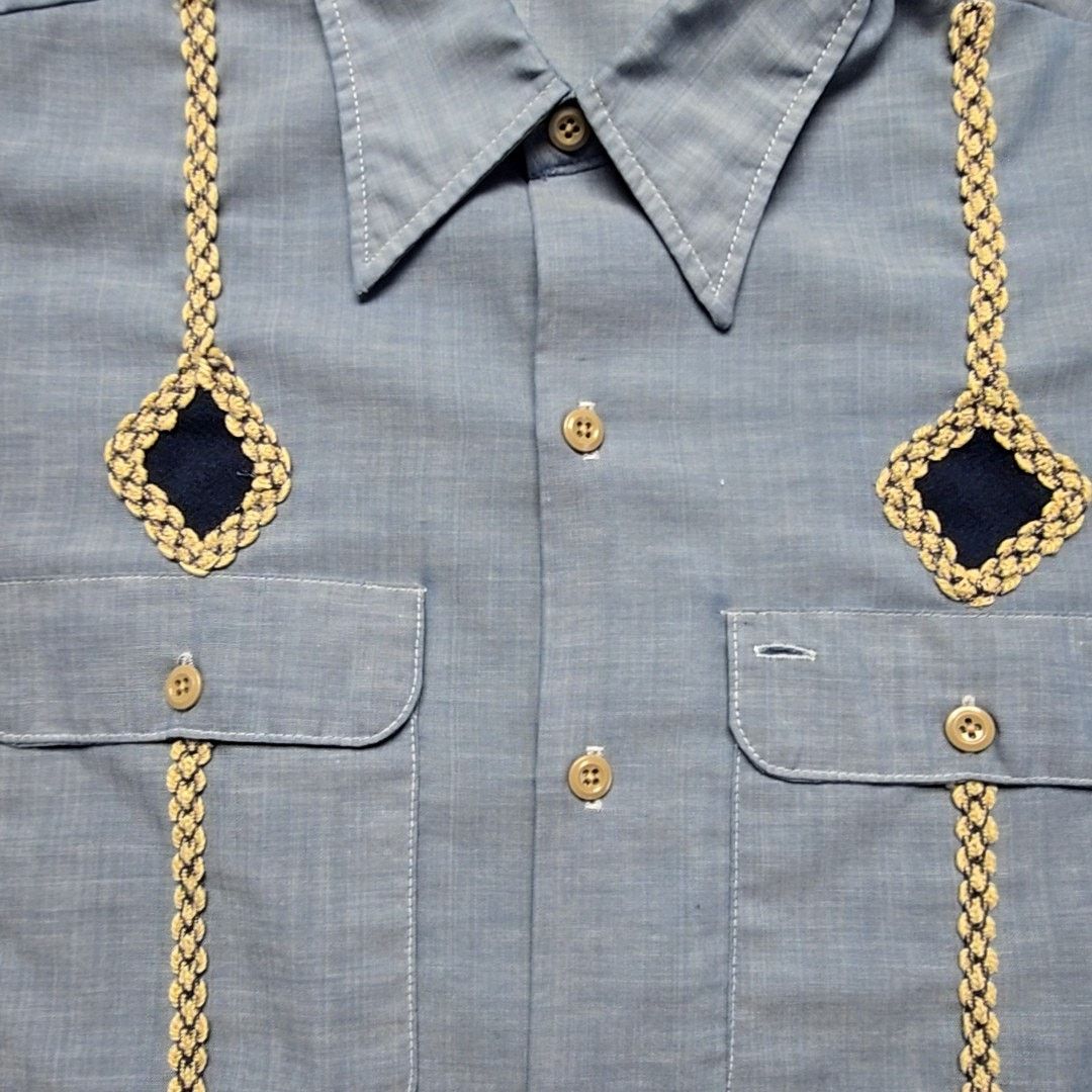 Vintage Vintage Western Embroidered Shirt Blue Cowboy L Button Up Size L / US 10 / IT 46 - 7 Thumbnail
