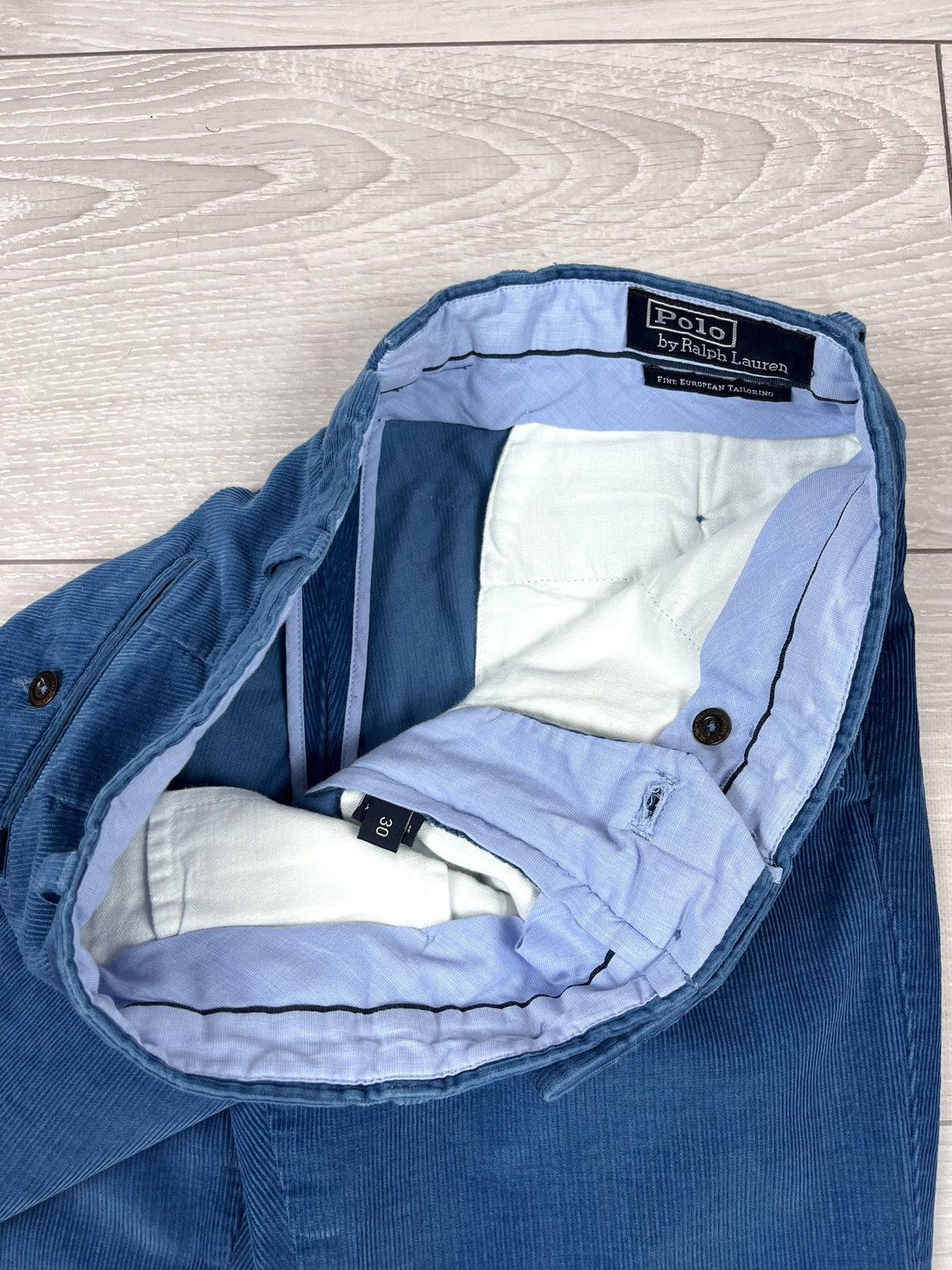 Polo Ralph Lauren Polo Ralph Lauren European Tailoring Blue Corduroy Pants Size US 31 - 9 Thumbnail