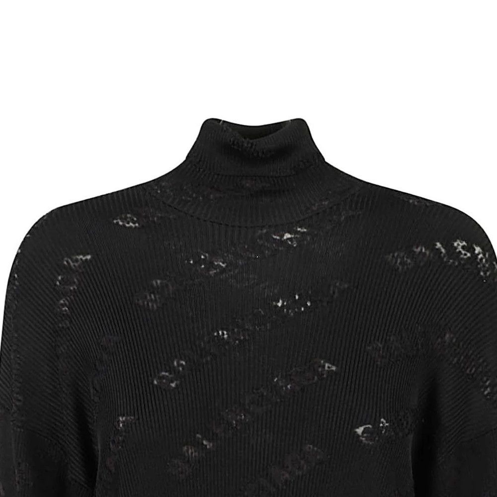 Balenciaga o1bcso1str0525 All-Over Turtleneck Sweater in Black Size S / US 4 / IT 40 - 3 Thumbnail