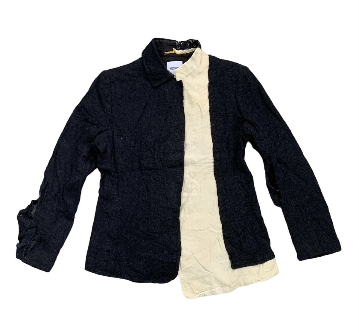 image of Distress Constructed Design Moschino Wool Jacket in Black, Women's (Size Large)