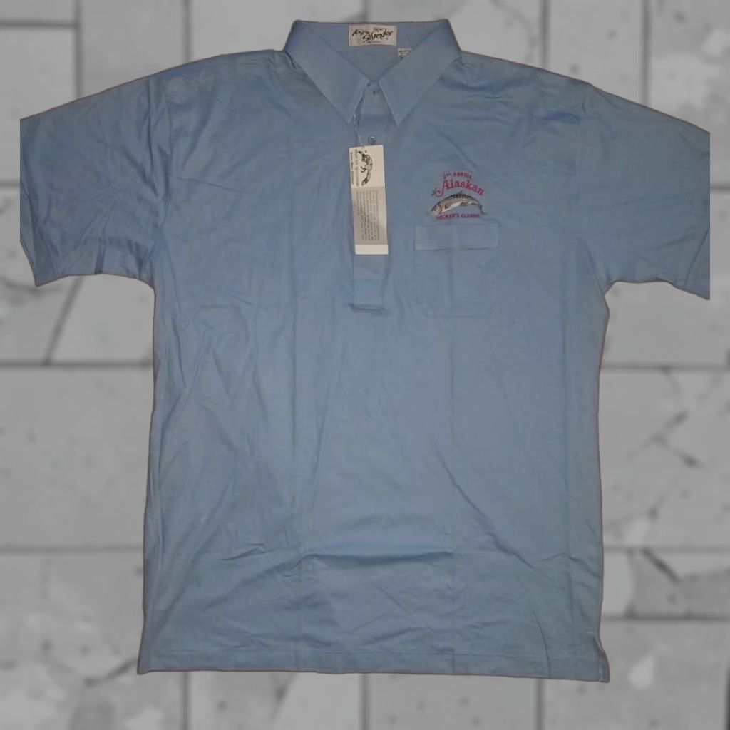 Vintage VINTAGE Silver Fox Polo Shirt Fish Embroidered Alaska Mens 2XL Blue Shirts/Polos Mens 2XL Size US XXL / EU 58 / 5 - 1 Thumbnail