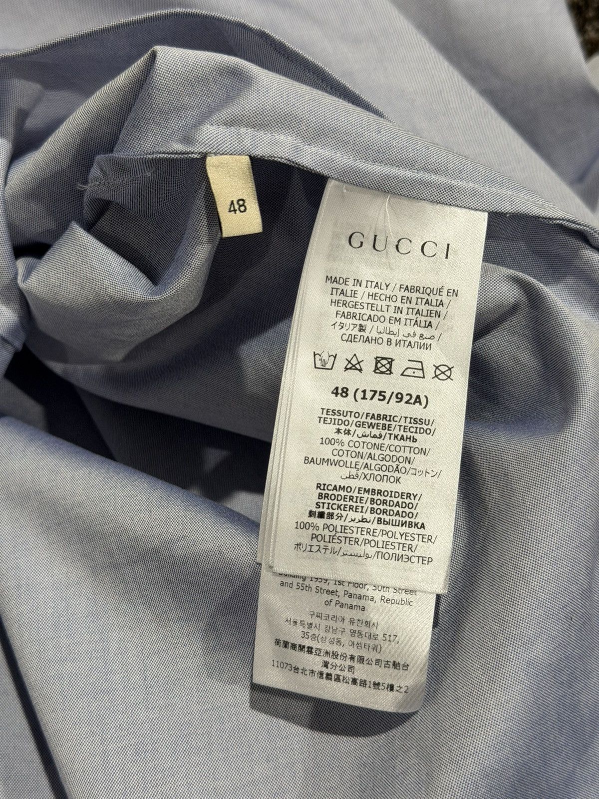 Adidas × Gucci Gucci x Adidas Light Blue / Gray Logo Oxford Button Up Shirt Size US M / EU 48-50 / 2 - 12 Thumbnail