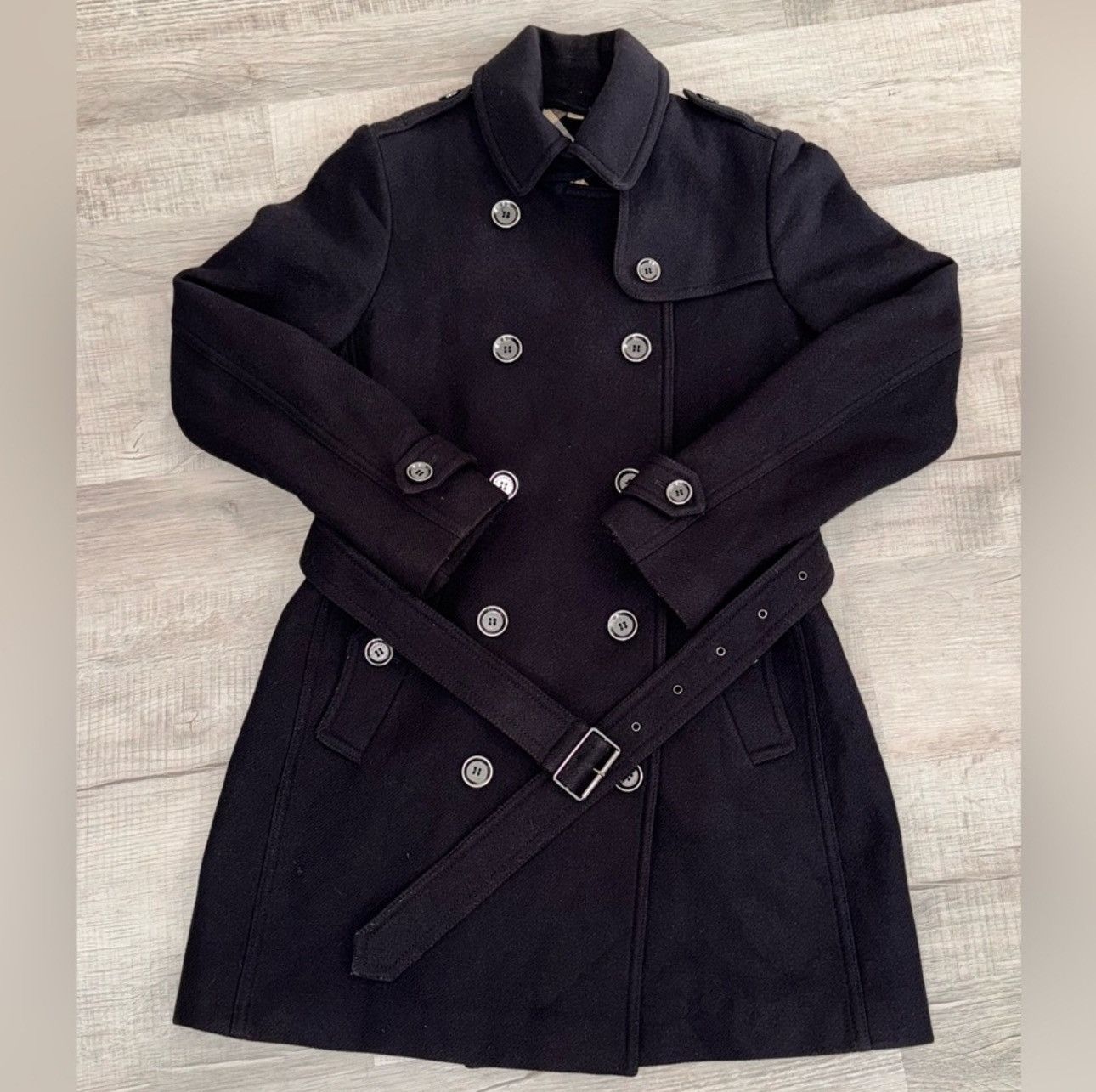 image of Burberry Brit - Virgin Wool Chelsea Heritage Short (2014) in Blue, Women's (Size Medium)