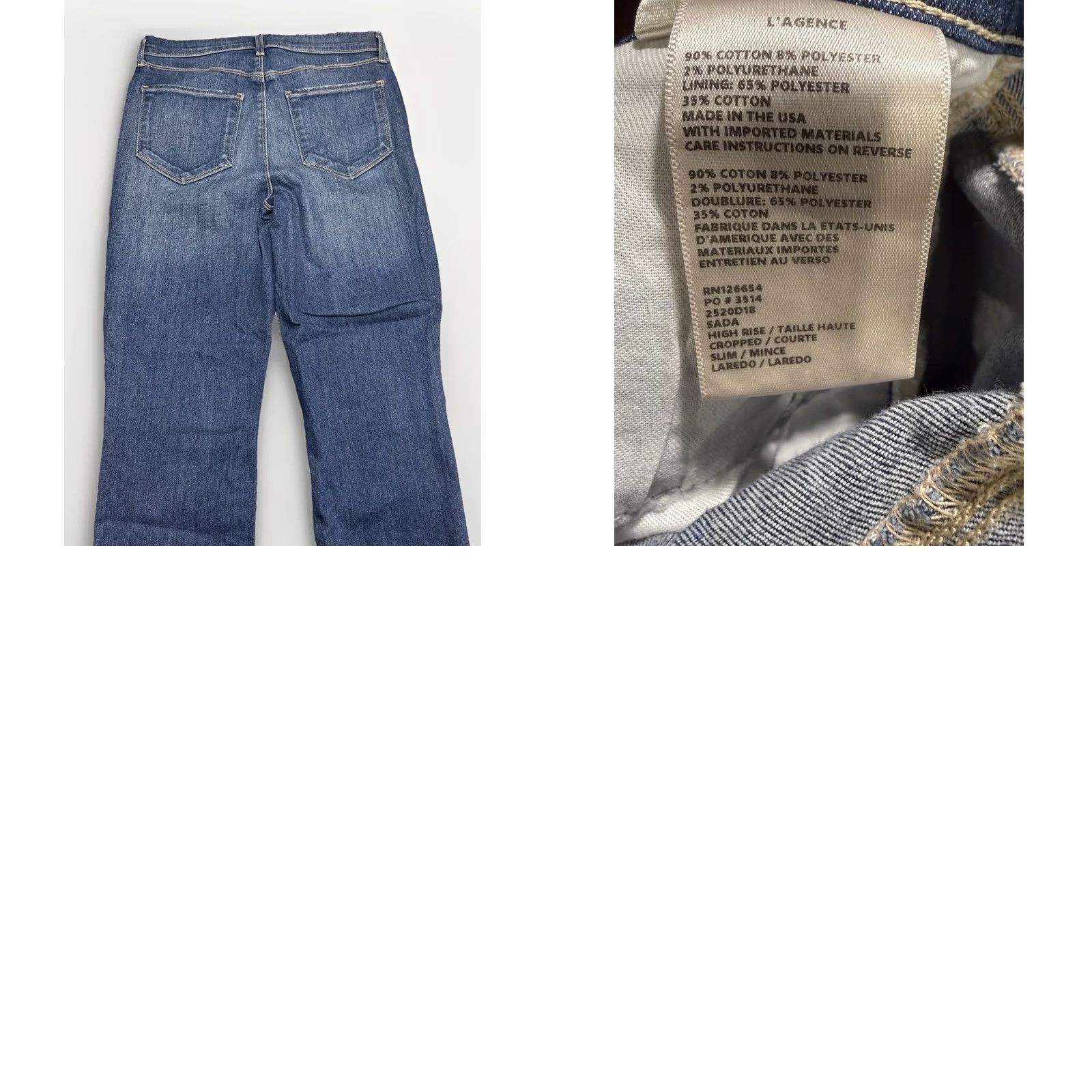 L'AGENCE L'AGENCE Sada High Rise Slim Cropped Jeans Sz 28 Laredo Blue Raw Hem Women's Jeans 5-Pocket Cotton Denim Slim Fit Cropped Inseam 26" Medium Wash Size 28" / US 6 / IT 42 - 8 Thumbnail