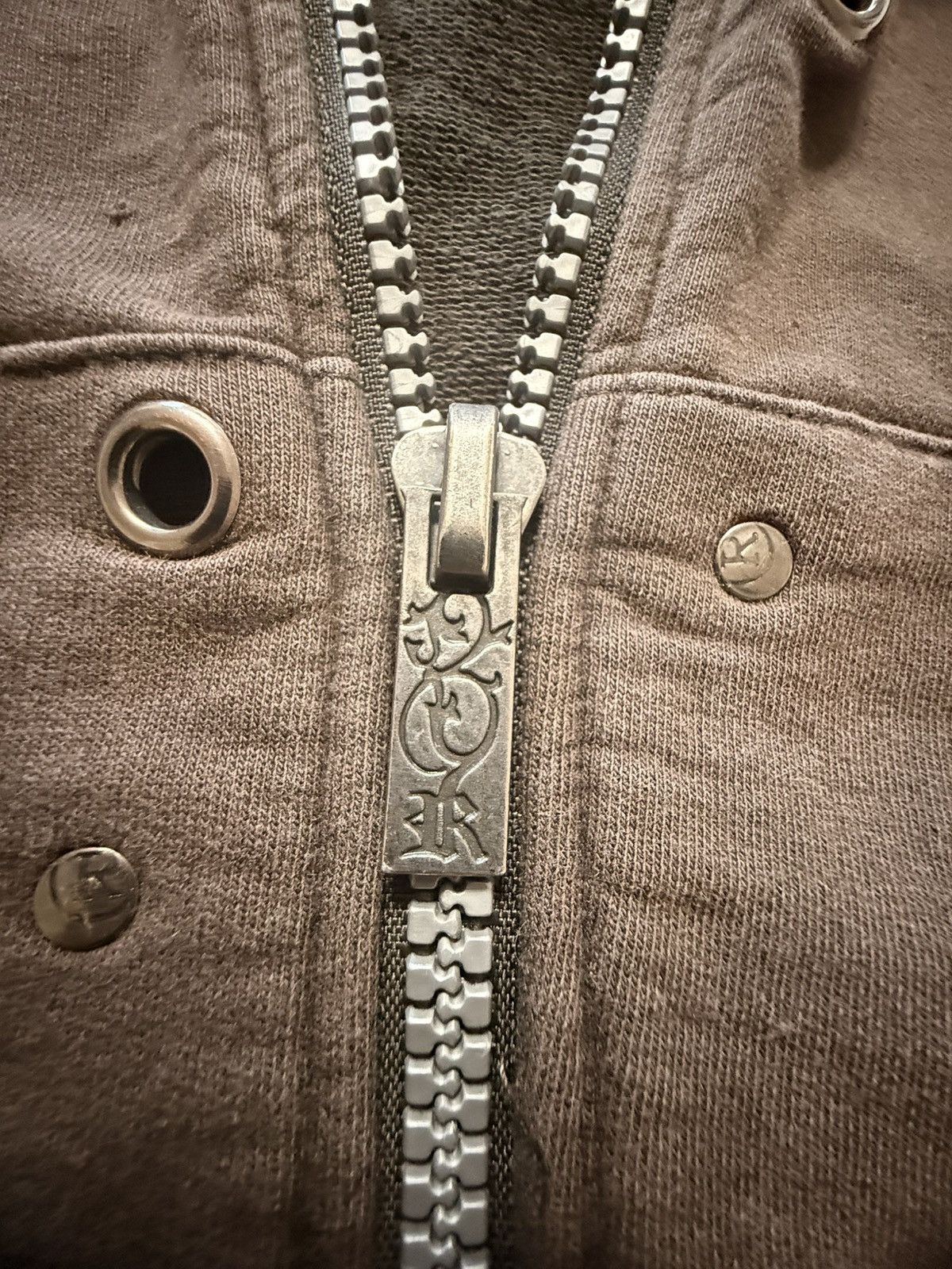 Other RG512 Vintage Y2K Cyber Punk Metal Studded Zip Hoodie Anthra Size M / US 6-8 / IT 42-44 - 7 Thumbnail