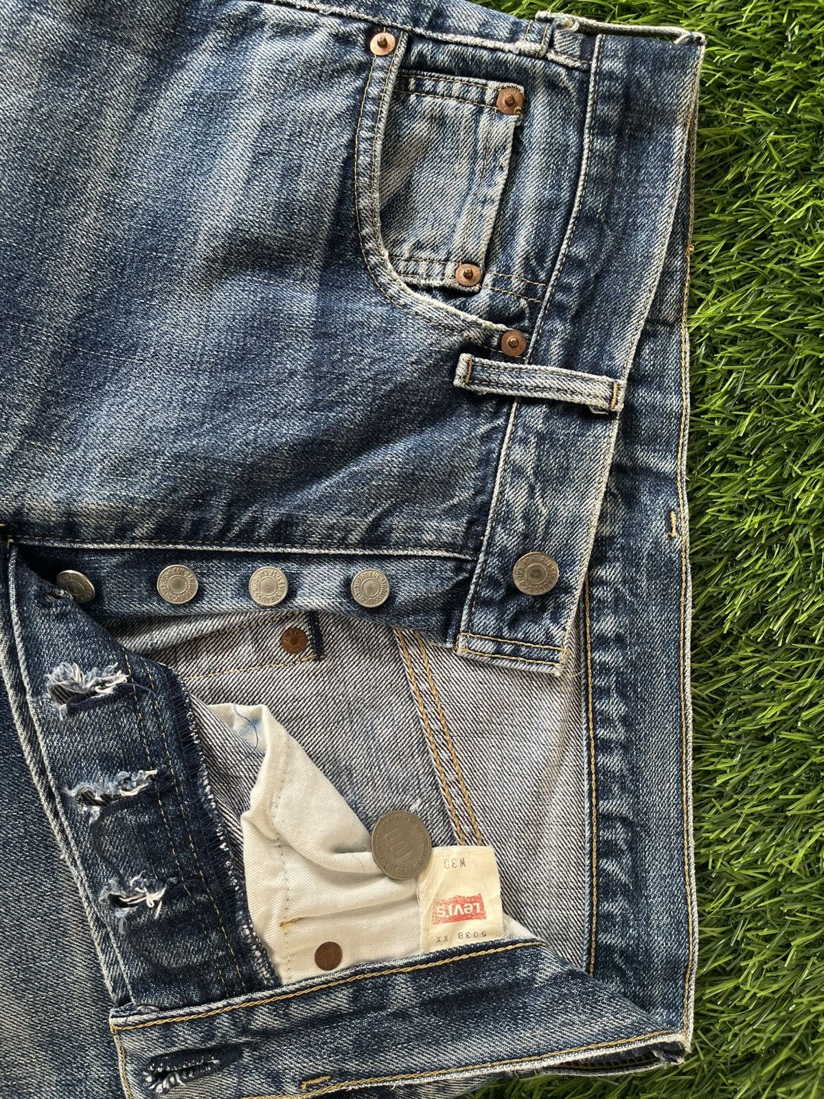 Levi's Vintage Clothing Vintage’90s TRASHED🔥LEVI’S 503B XX🔥BIG E SELVEDGE DENIM Size US 30 / EU 46 - 10 Thumbnail