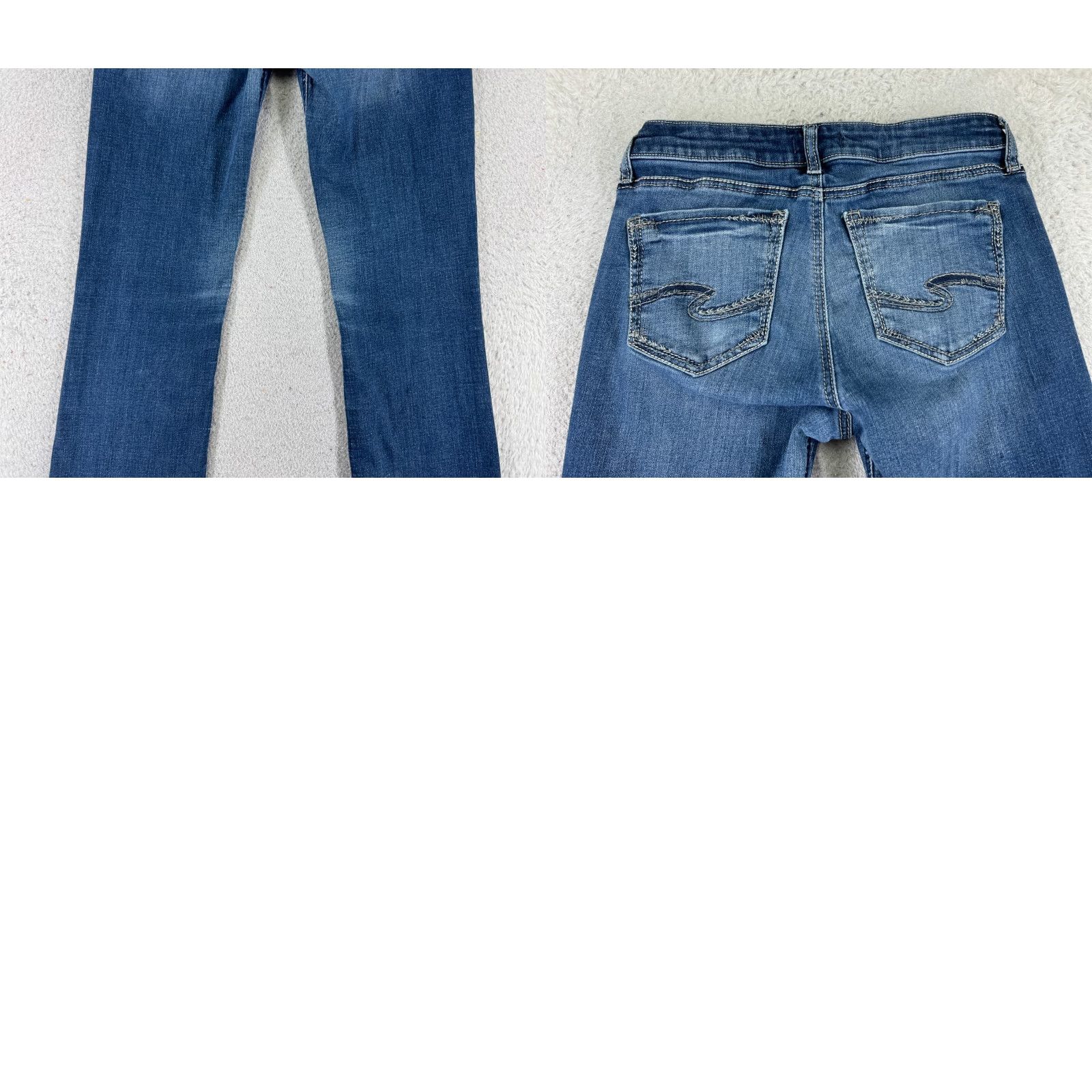 Silver Jeans Co. Silver Jeans Suki Womens Jeans Bootcut 30 Blue Denim Embroidered Mid 28 Inseam 30 - Regular Waist Distressed Pockets Size 30" / US 8 / IT 44 - 10 Thumbnail