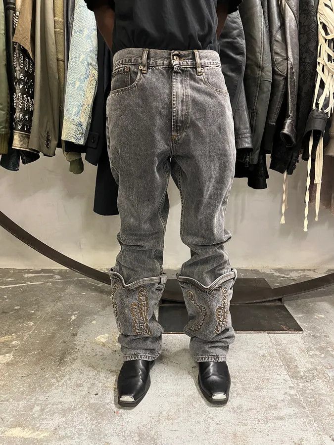 Y/Project SS2023 Y/Project Cow-Boy Brut Grey Astro Denim Jeans Size US 33 - 2 Thumbnail