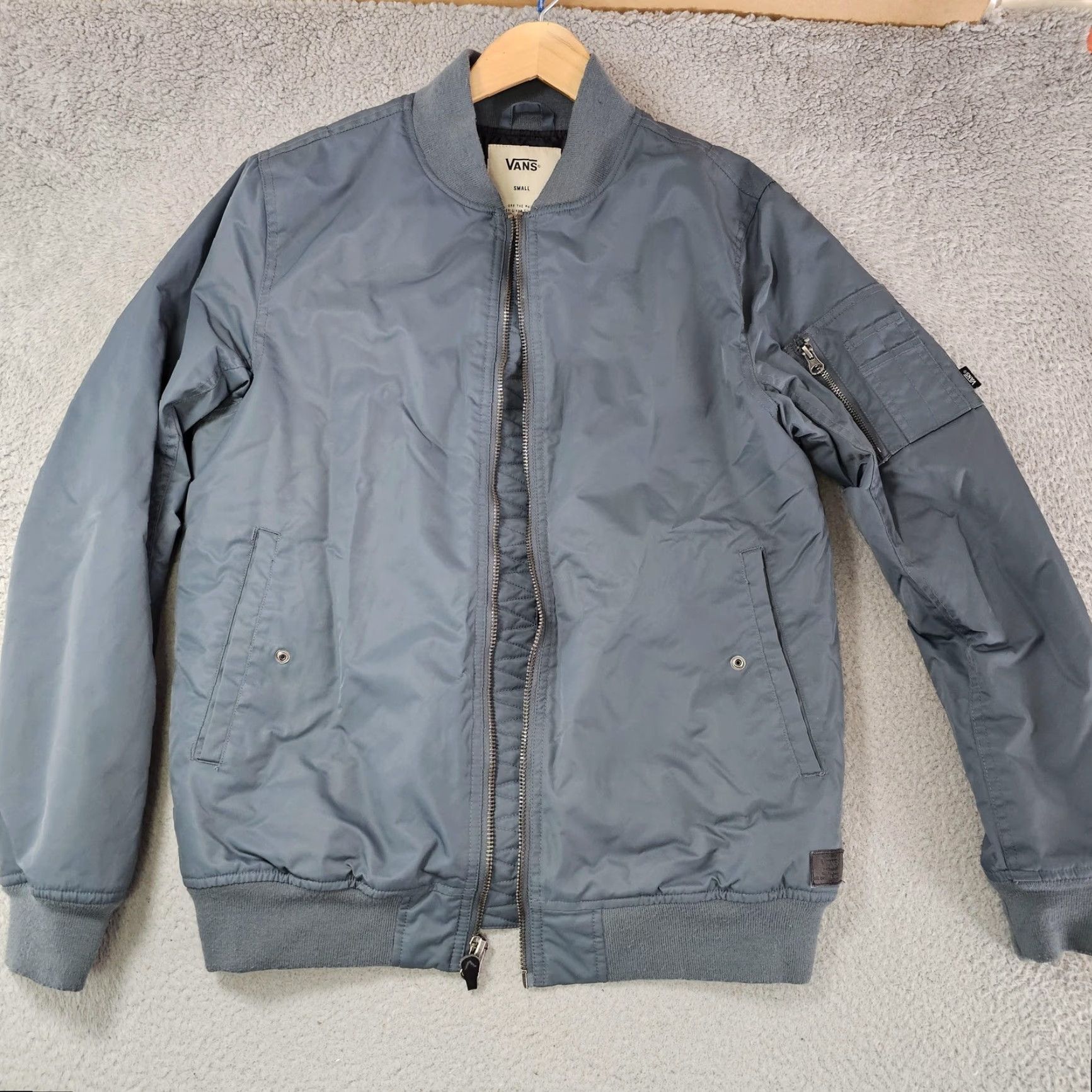Vans VANS Jacket Bomber MA-1 Slim Slate Blue/Gray Zip Pocket Quilted Lined Men's Small Size US S / EU 44-46 / 1 - 2 Thumbnail