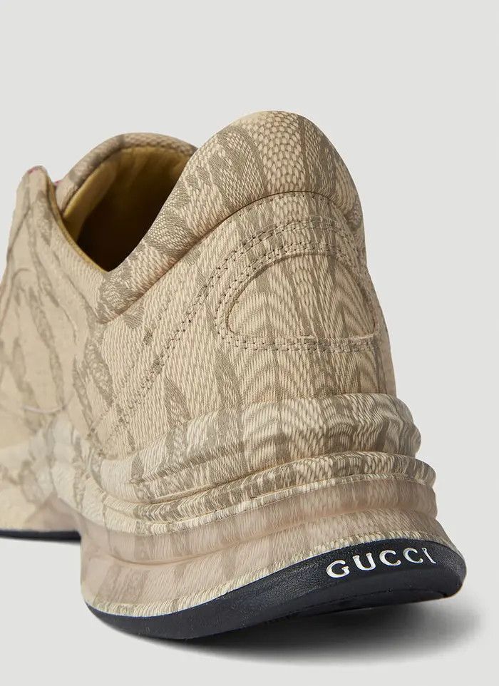 Gucci o1s1wg111025 Men's Gucci Run Sneakers in Beige & Green Size US 14 / EU 47 - 5 Thumbnail