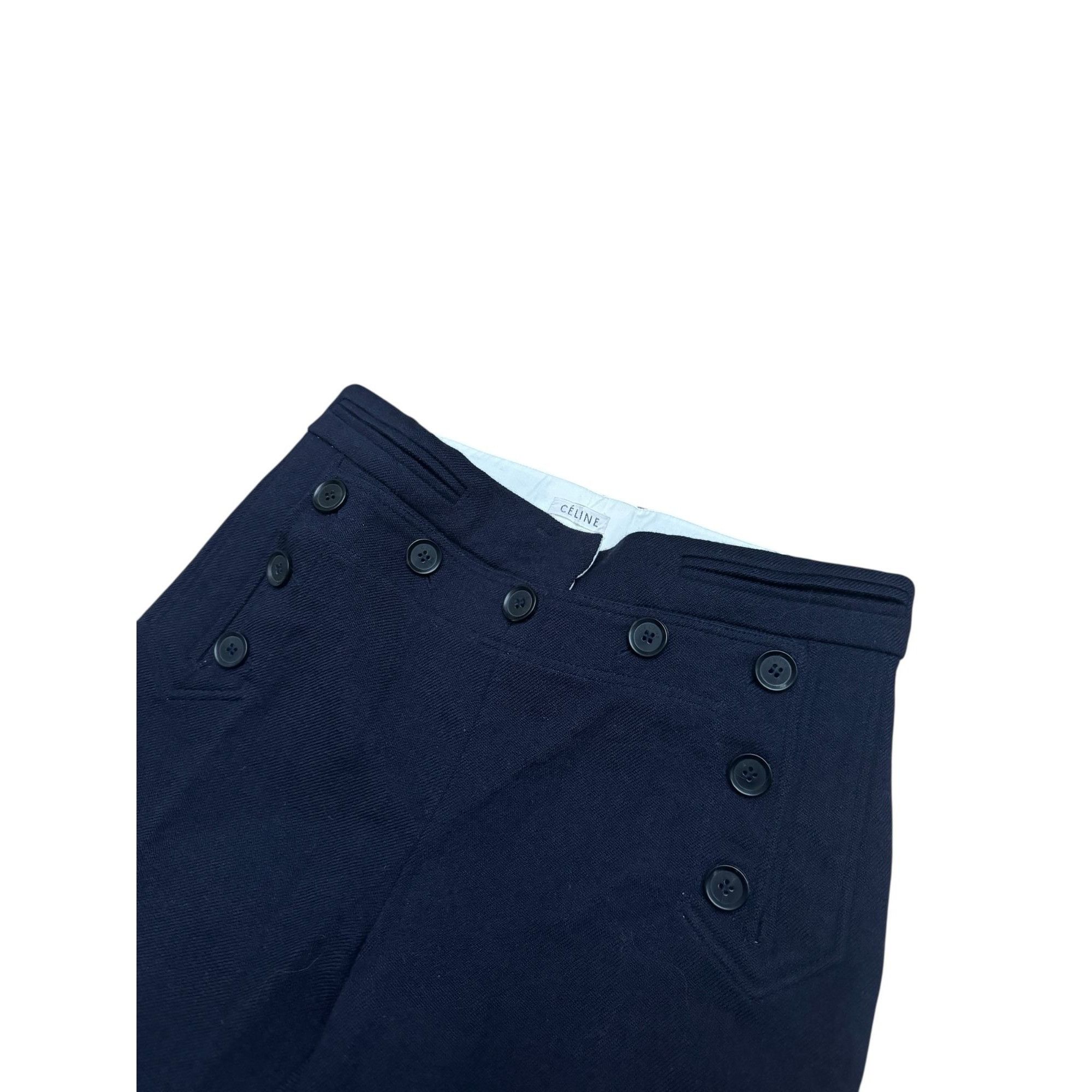 Celine Phoebe Philo Fall 2010 Runway Navy Wool Sailor Pants Size 27" / US 4 / IT 40 - 3 Thumbnail