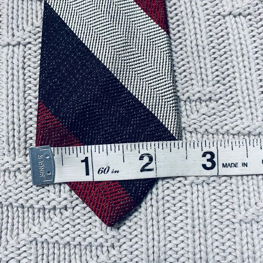 Vintage Vintage Ohrbach's red black and silver striped silk slim tie Size ONE SIZE - 6 Thumbnail