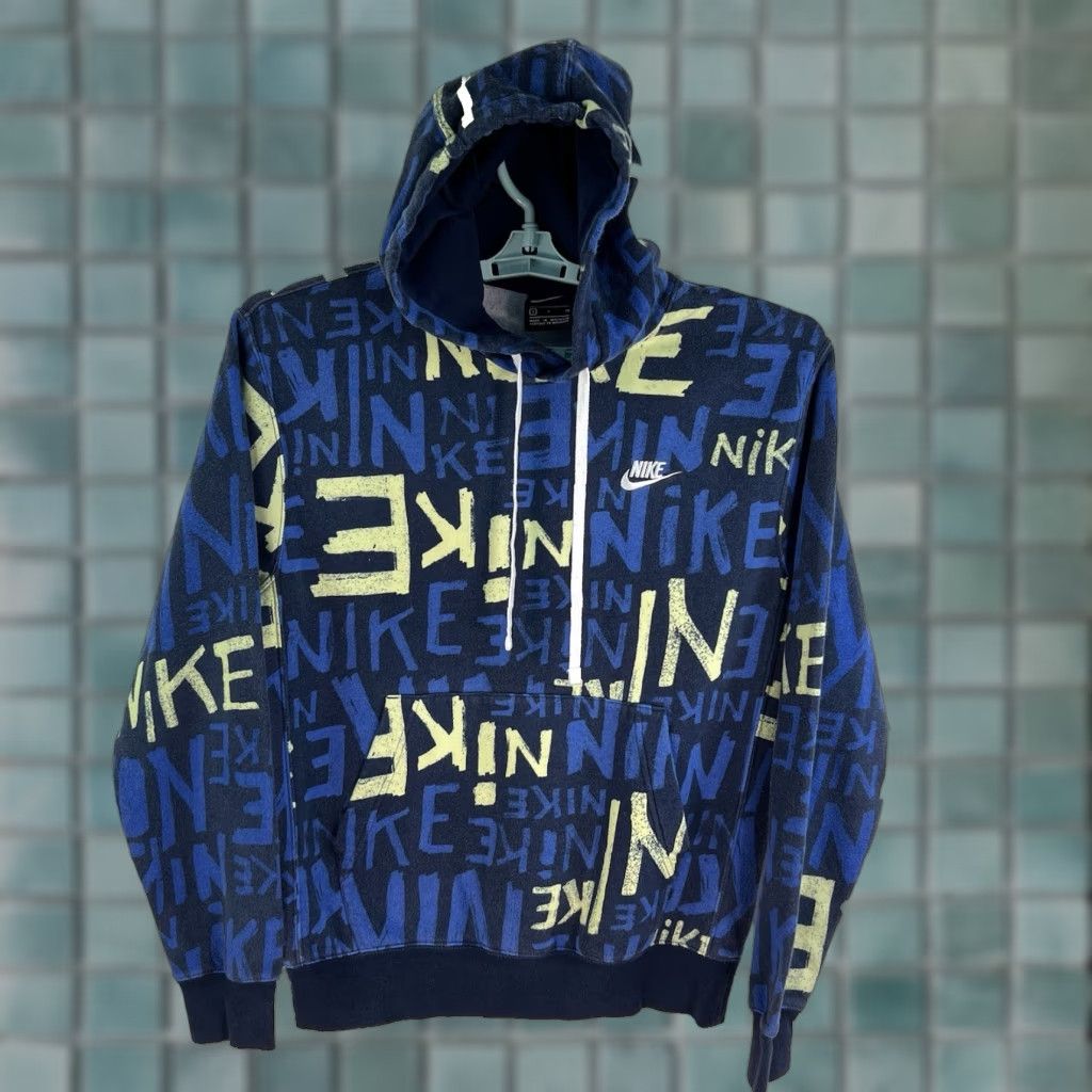 Nike Nike Club Print AOP Hooded Sweatshirt Mens Size S Blue Size US S / EU 44-46 / 1 - 1 Thumbnail