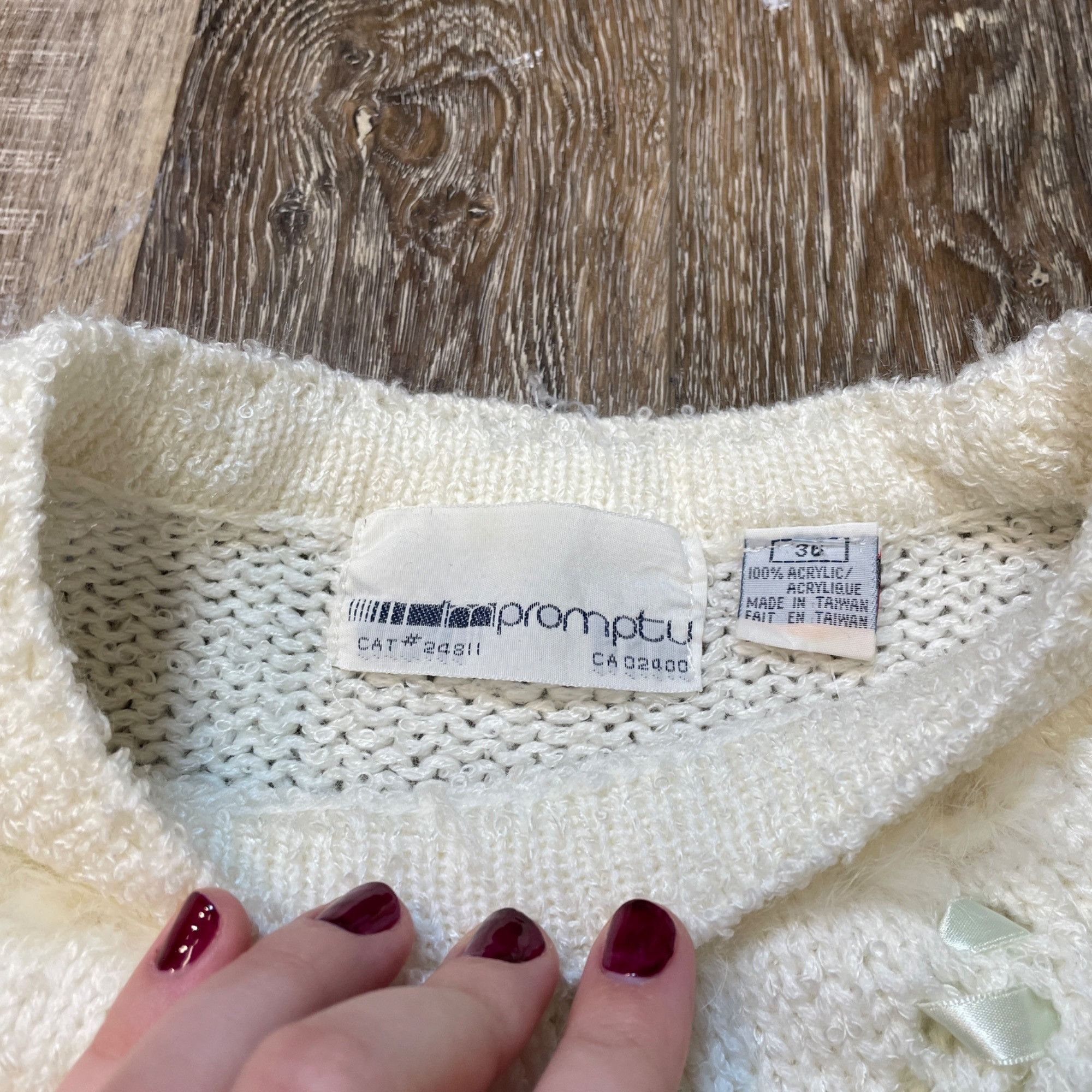 Vintage XL - Vintage Promptly Knit White Sweater Size XL / US 12-14 / IT 48-50 - 4 Thumbnail