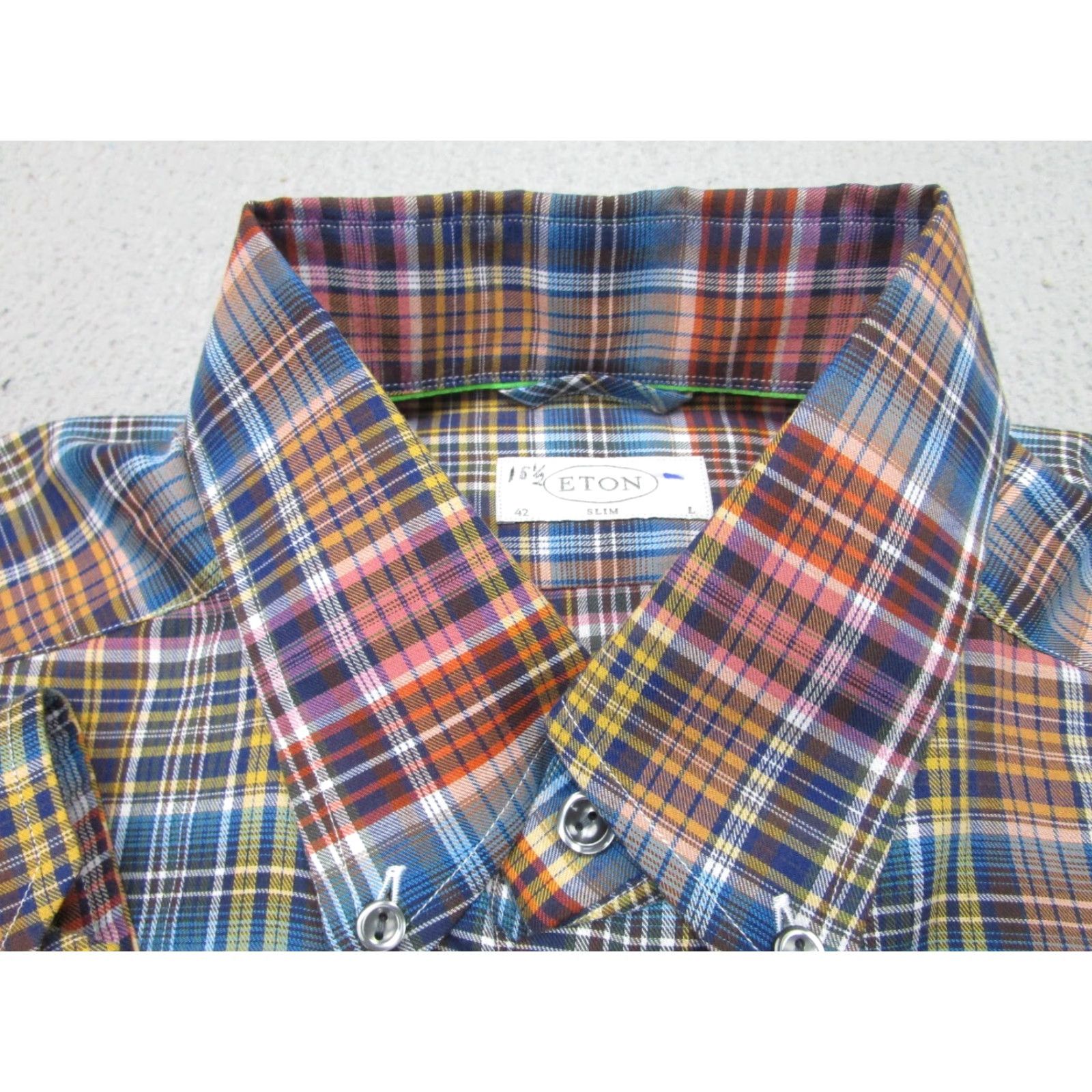 Eton ETON Shirt Mens Slim 42 15.5 Madras Tattersall Plaid Button-down Large Size US L / EU 52-54 / 3 - 5 Thumbnail