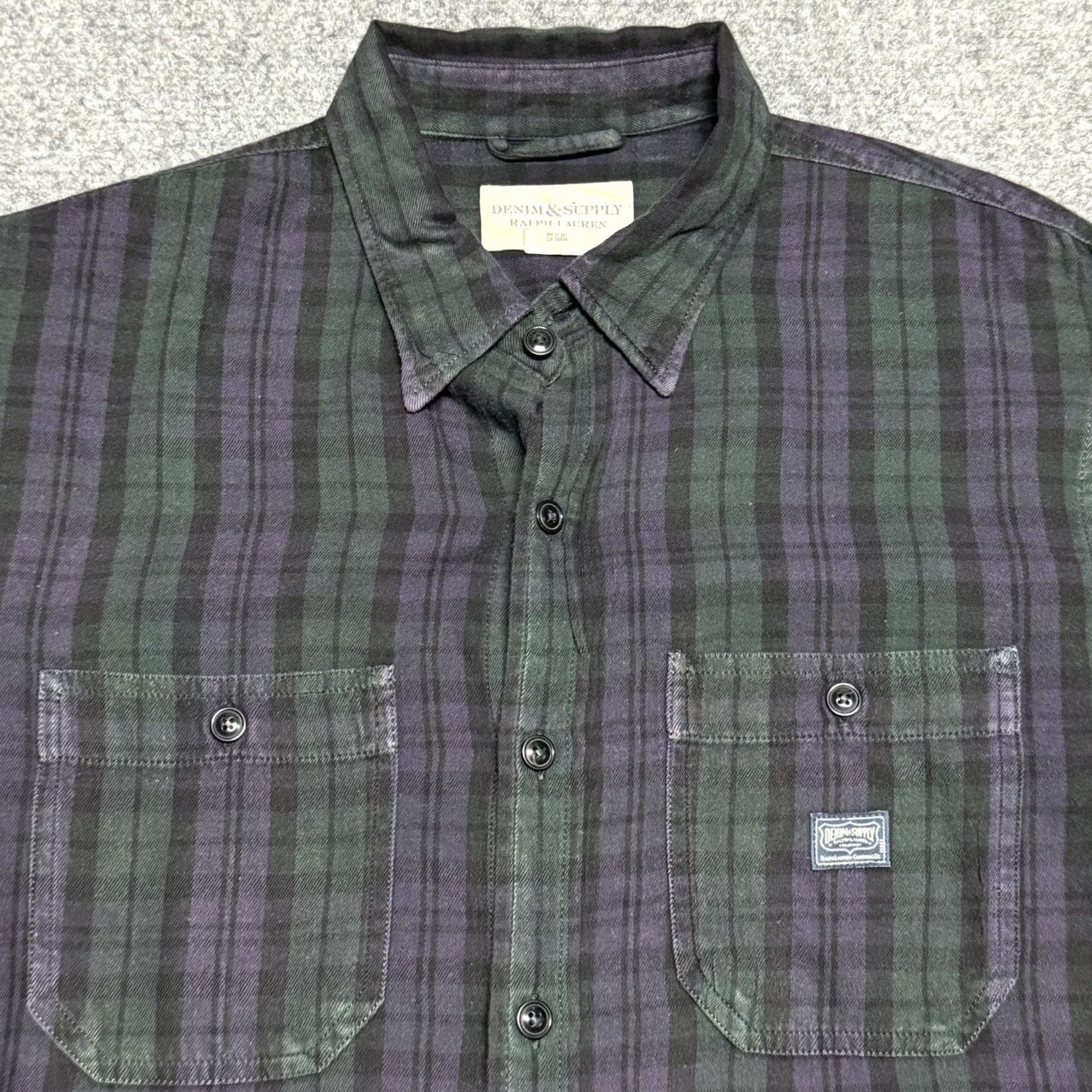Ralph Lauren Ralph Lauren Denim & Supply Shirt Mens Large Green Black Purple Plaid Long Sleeve Button-Up Regular Fit Multicolor Cotton Flannel Size US L / EU 52-54 / 3 - 2 Thumbnail