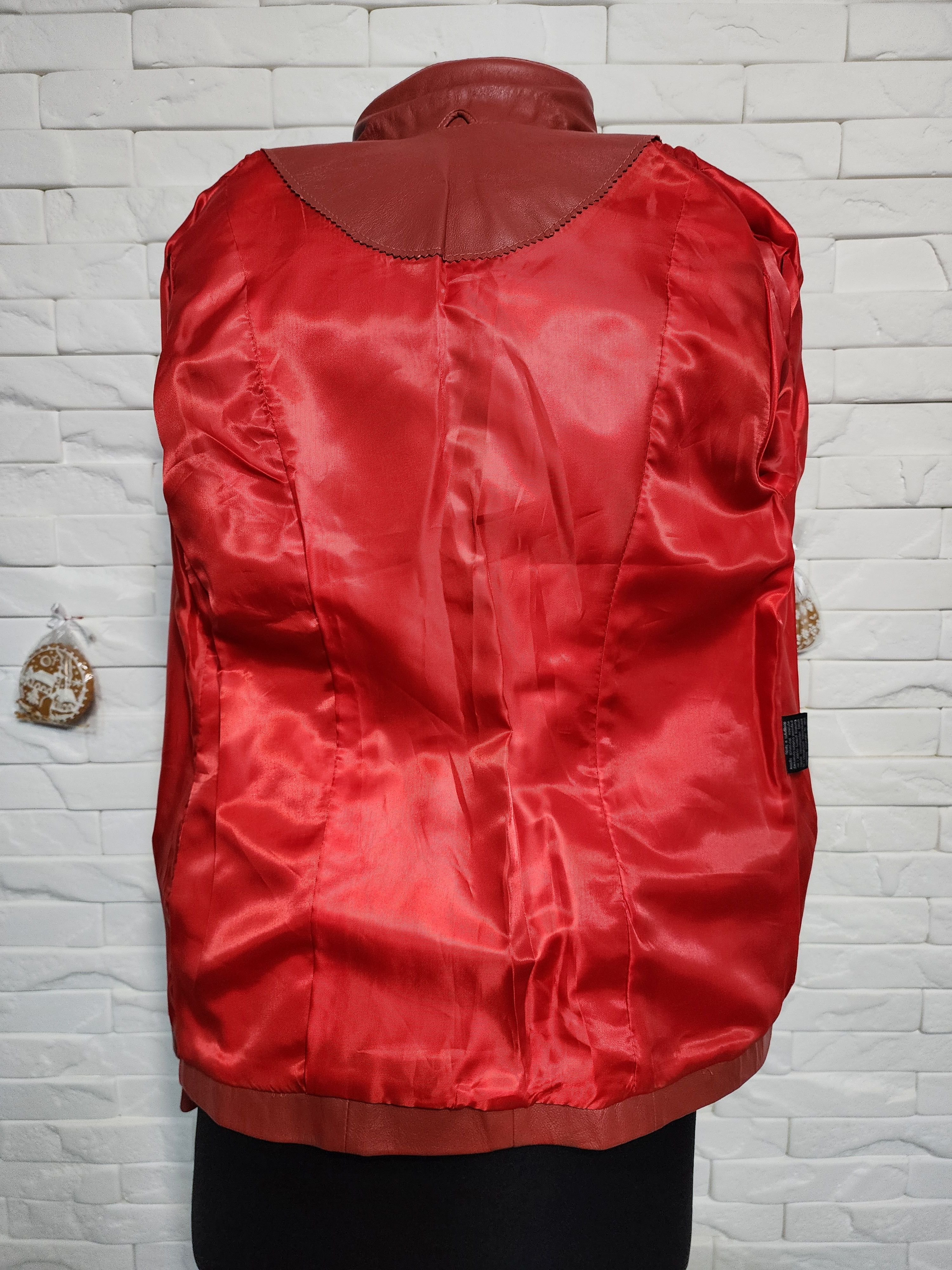 Genuine Leather Red Genuine Leather Women's Jacket: Button Front, Size M / US 6-8 / IT 42-44 - 7 Thumbnail