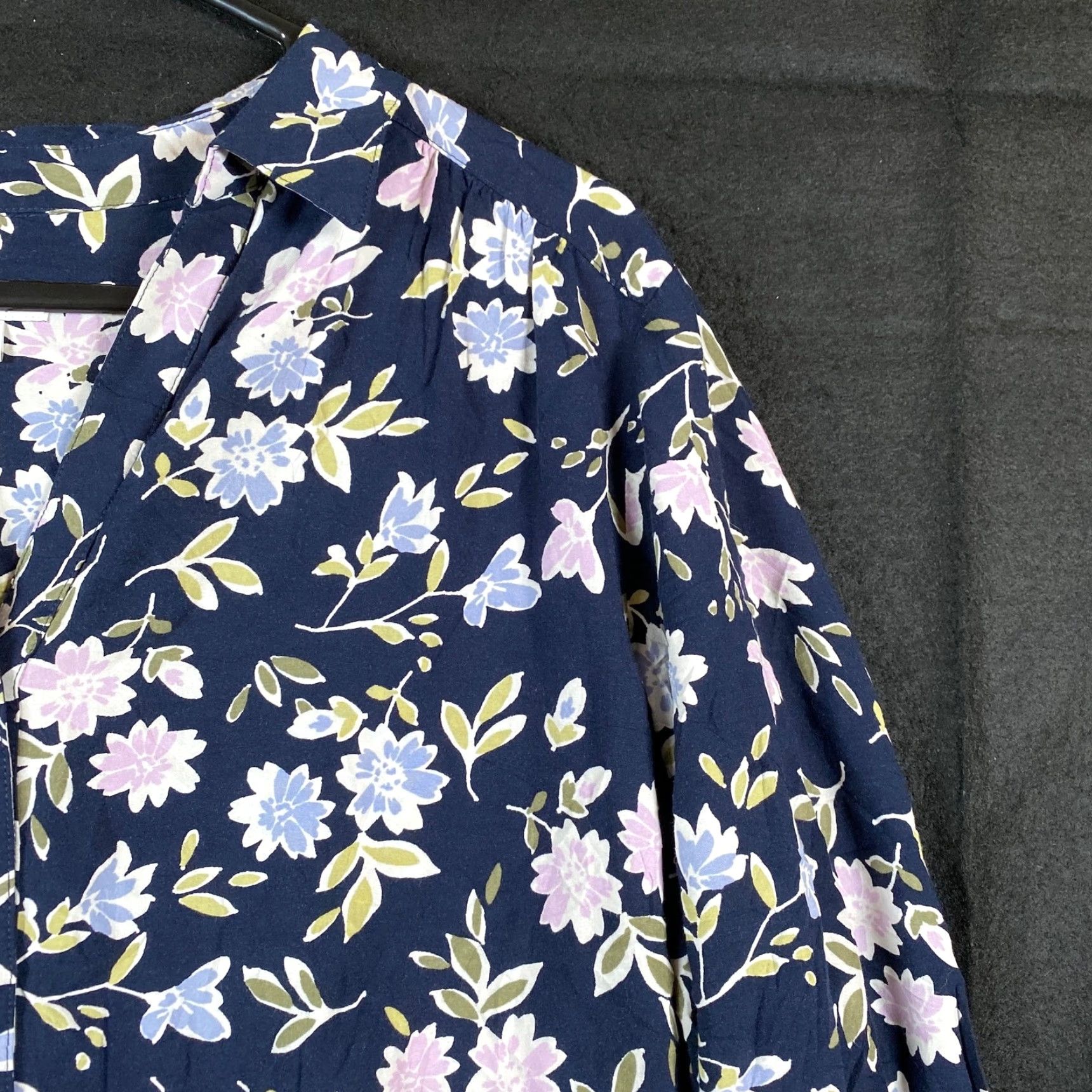 J. Jill Womens J.Jill Blouse Blue Multi Floral Button Down Long Sleeve Rayon Large L Regular Tie Die? Size L / US 10 / IT 46 - 5 Thumbnail