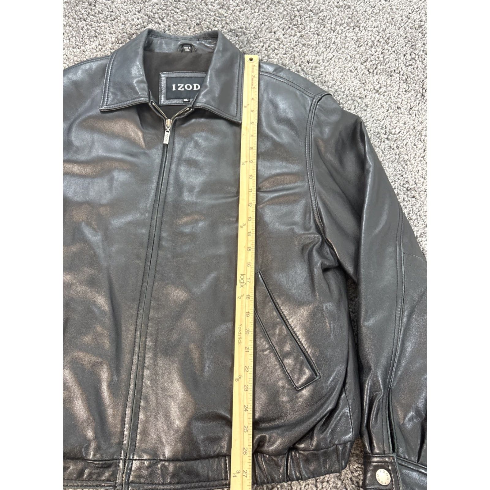 Izod VINTAGE IZOD Leather Jacket Mens XL Black Zip Up Pockets 90s Style Regular Jacket Size US XL / EU 56 / 4 - 2 Thumbnail