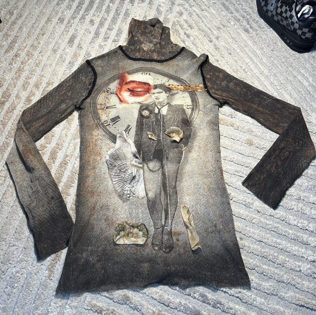 Jean Paul Gaultier clock Turtleneck mesh top