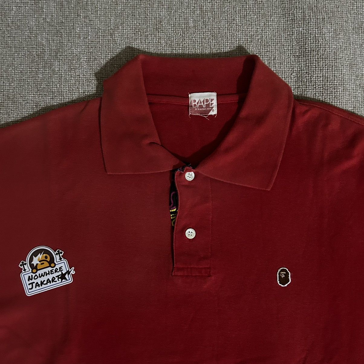 Bape Bape Red One Point Polo Size US XL / EU 56 / 4 - 2 Thumbnail