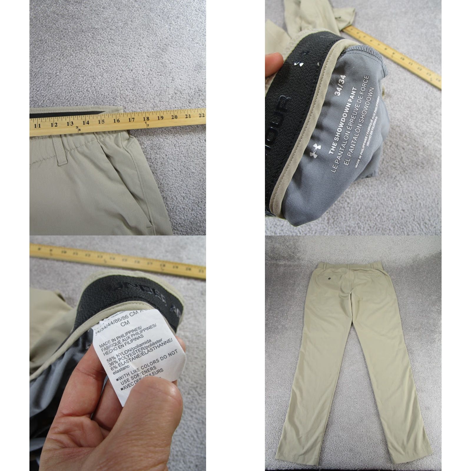 Under Armour Under Armour Pants Mens 34 The Showdown Beige Nylon Blend Lightweight 34x34 Size US 34 / EU 50 - 8 Thumbnail
