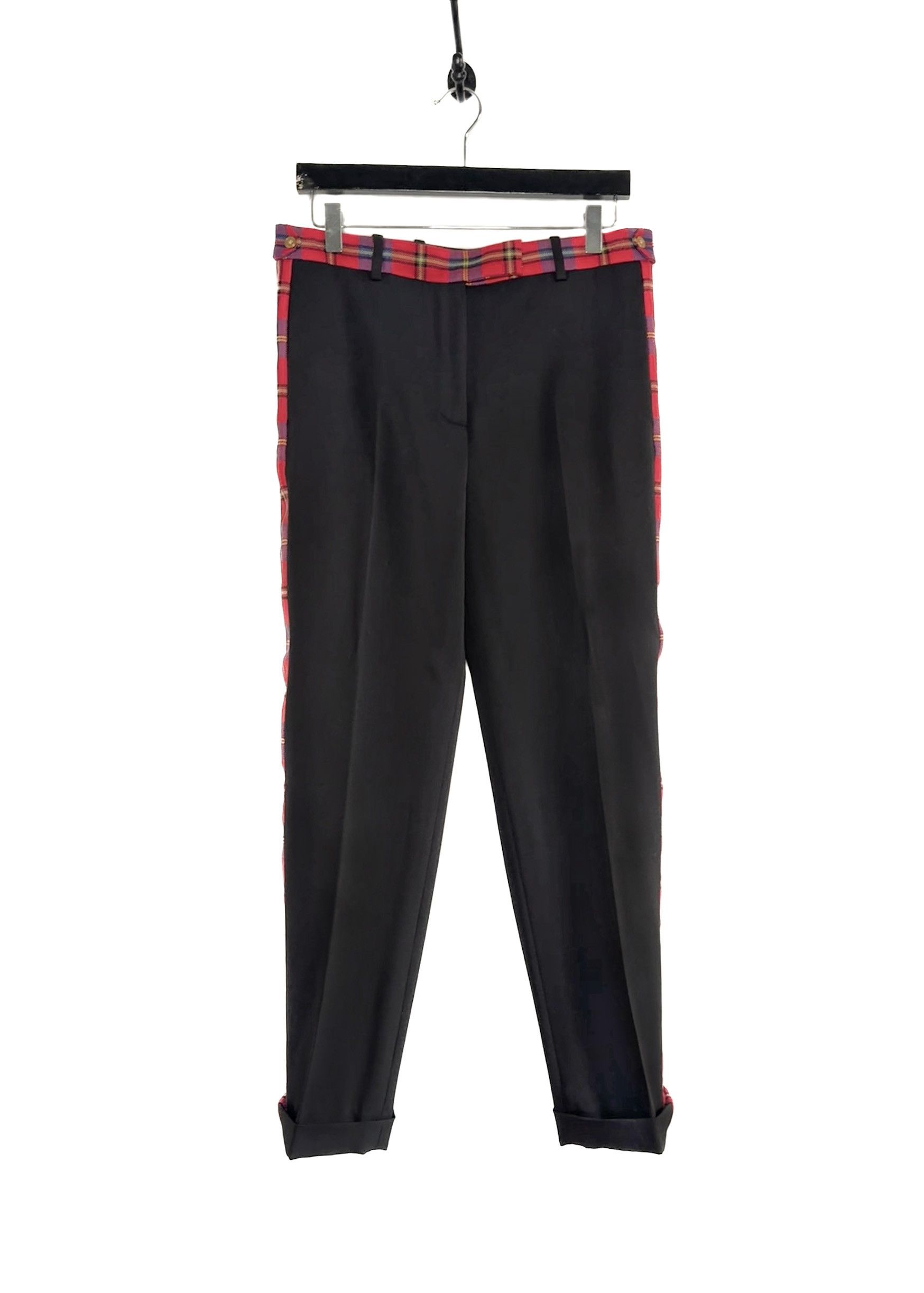 Versace Versace Black Red Plaid Accent Tuxedo Pants Size 27" / US 4 / IT 40 - 2 Thumbnail