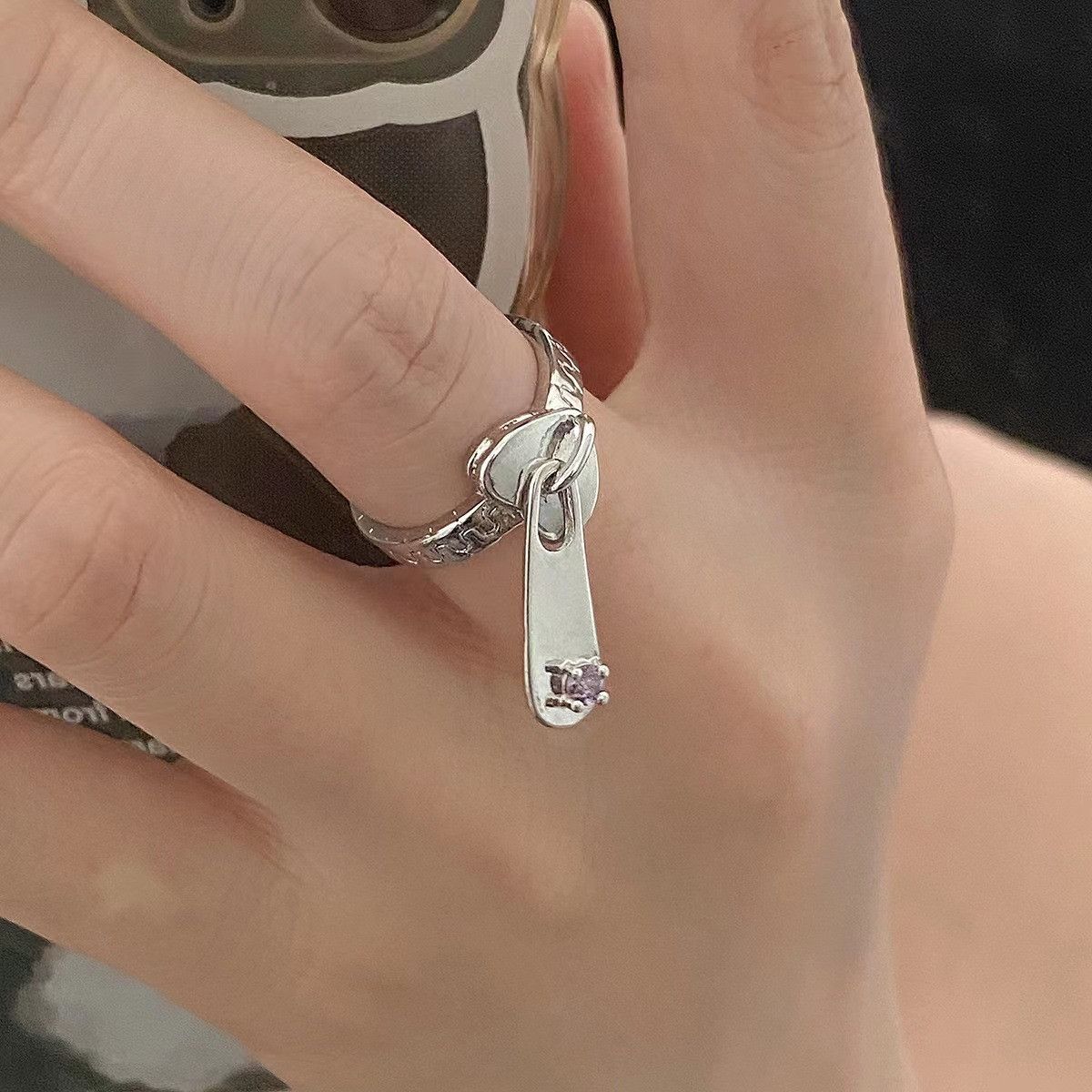 Jewelry Retro Jewelry Rings Open Size Chrome Ring (Size 7-13) Size ONE SIZE - 2 Thumbnail
