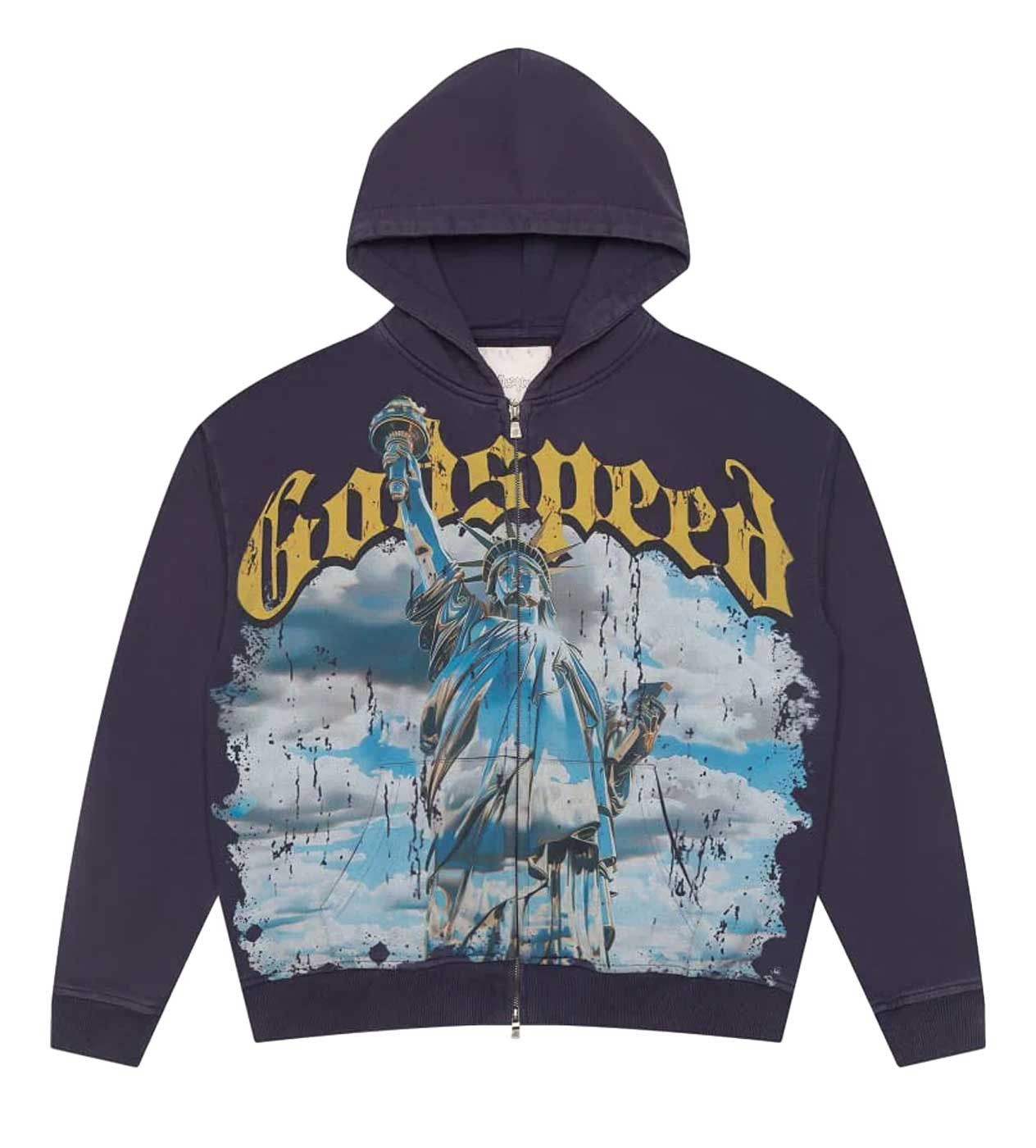 Godspeed Chrome Liberty Zip Up Hoodie Navy Size US XL / EU 56 / 4 - 1 Thumbnail