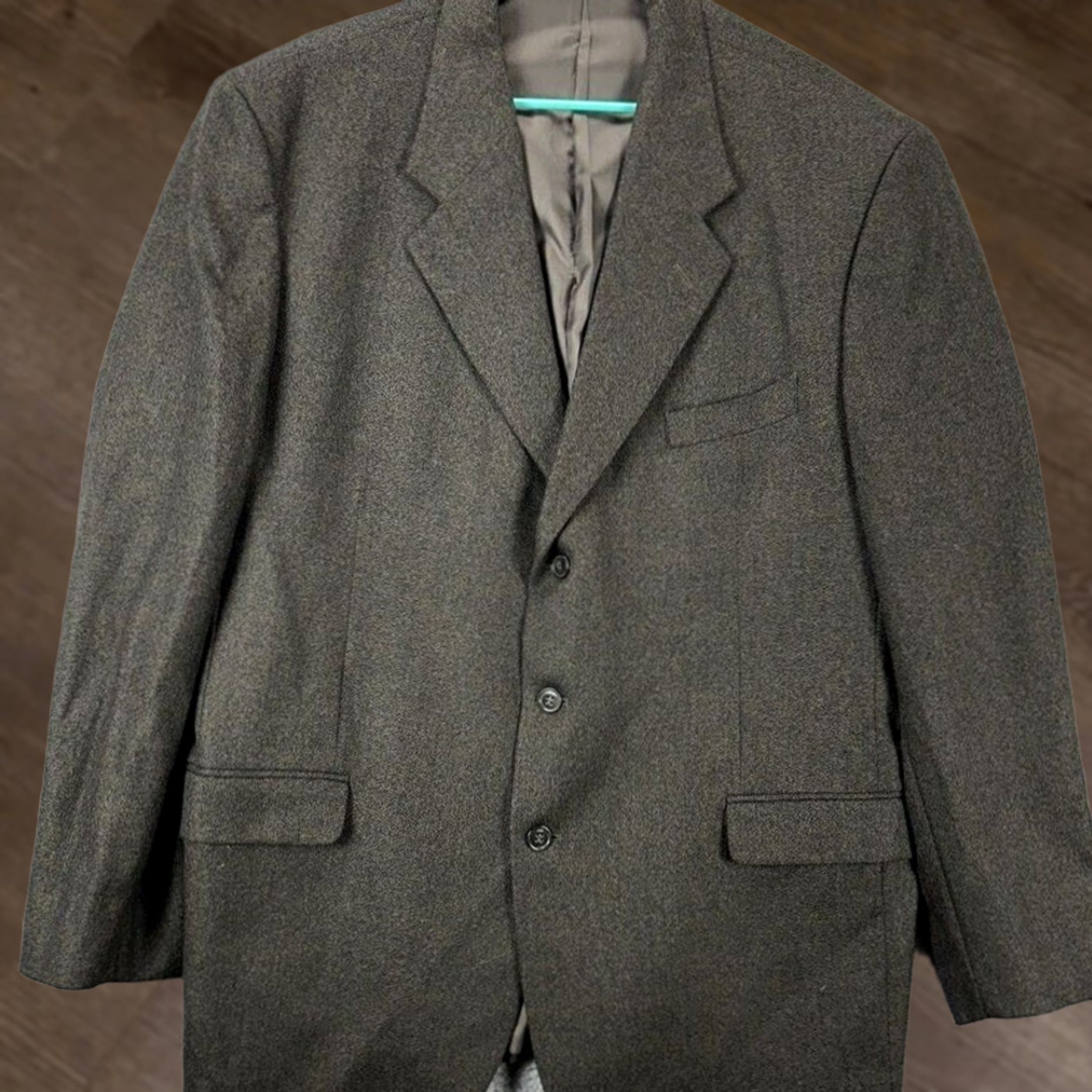 Vintage VINTAGE Barrington Blazer Mens 48L Grey Lambswool Cashmere Blend 3-Button Notch Lapel Long Jacket Sport Coat Regular Fit Mens Size 48R - 1 Thumbnail