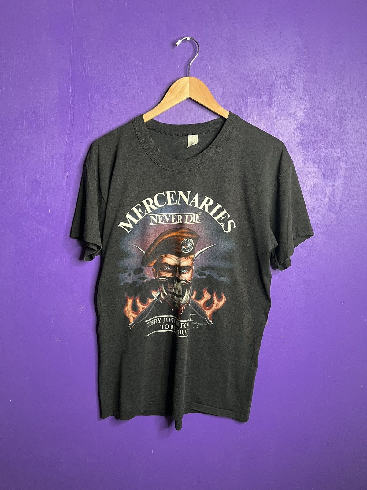 Single hotsell Stitch Vtg 1988 Emblem Mercenaries Tee