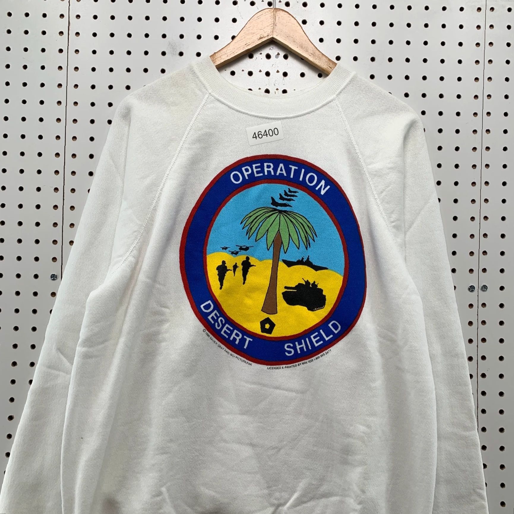 Hanes VINTAGE Hanes Sweatshirt Mens XL White 90s Military War Peace Graphic Print Desert Storm Crew Neck Long Sleeve Pullover Regular Comfort Size US XL / EU 56 / 4 - 4 Thumbnail