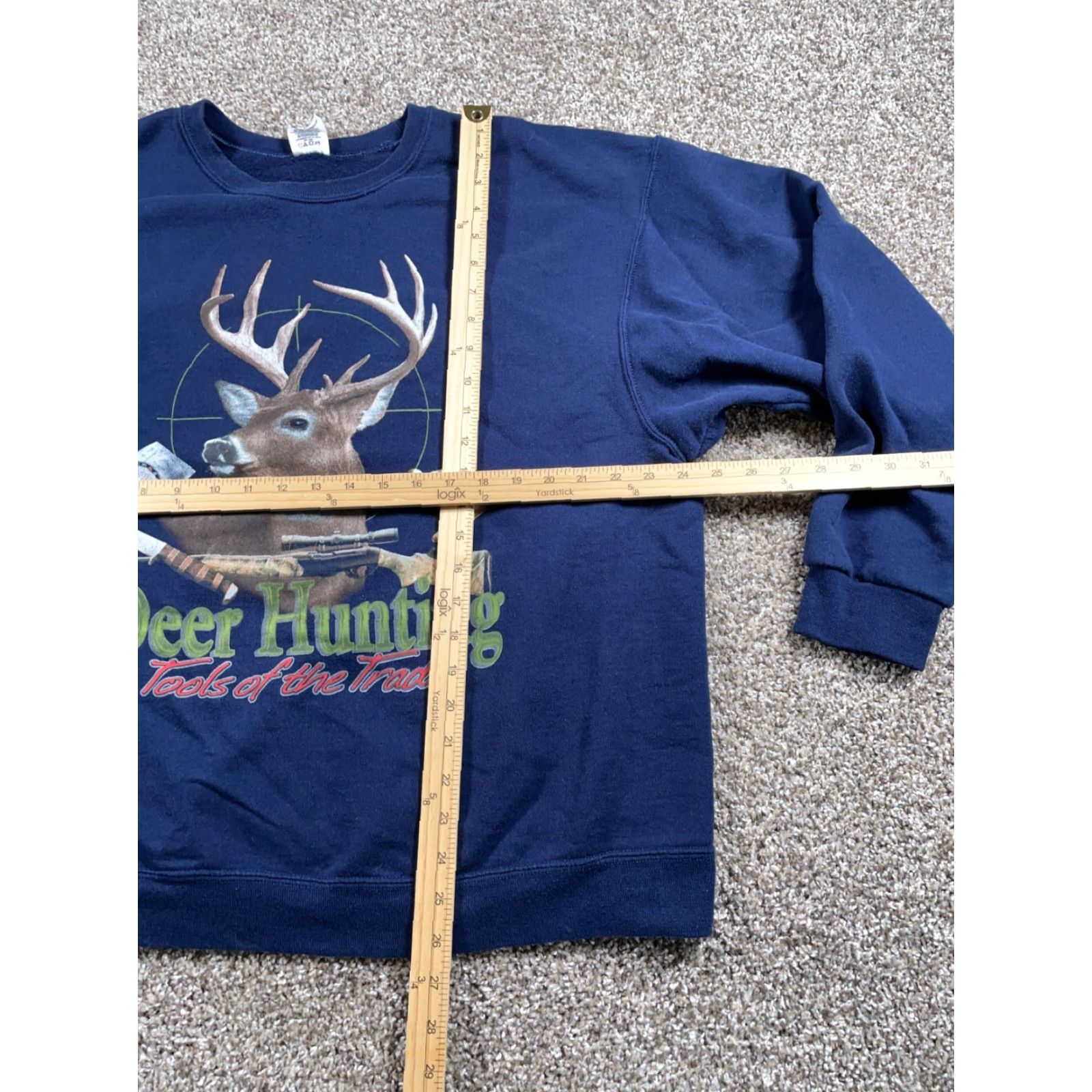 Jerzees JERZEES Sweatshirt Deer Hunting Graphic Print Adult XL Dark Blue 50/50 Cotton Polyester 90s Outdoors Mens Size US XL / EU 56 / 4 - 5 Thumbnail