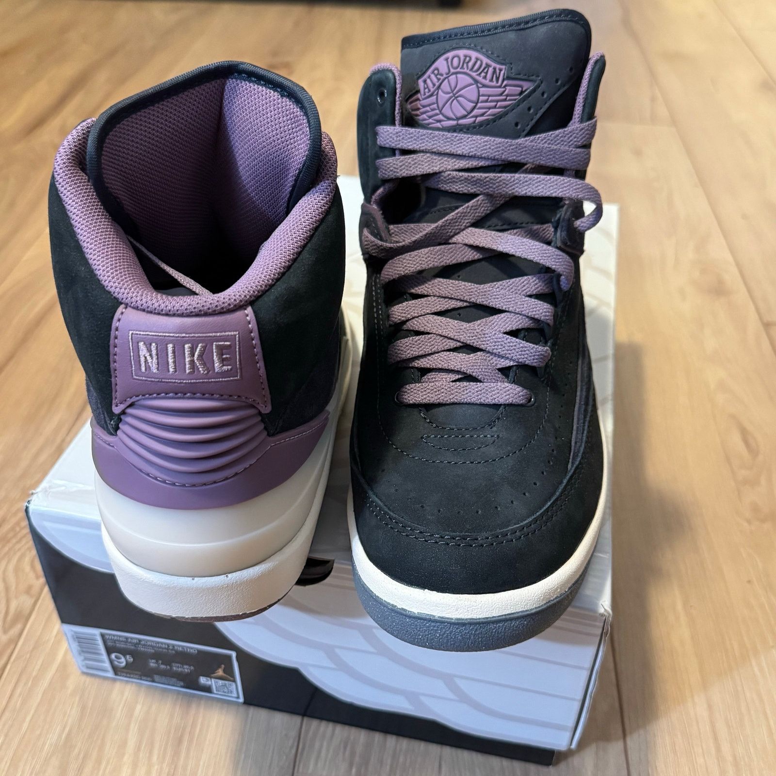 Jordan Brand •NEW• Air Jordan 2 Retro 'NOIR MAUVE' Sneakers • 8M / 9.5W Size US 9.5 / IT 39.5 - 4 Thumbnail