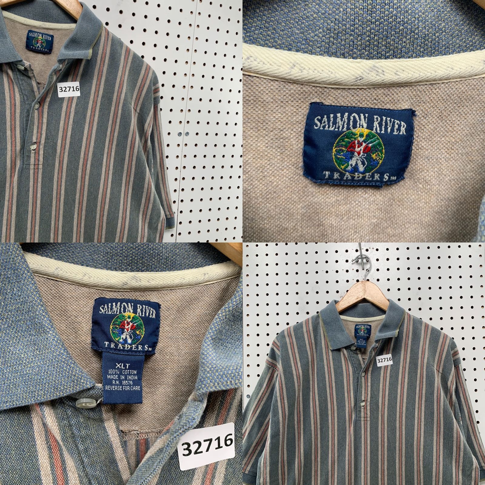 Vintage VINTAGE Salmon River Traders Polo Shirt Mens Large Striped Collared 22.5x32 Size US L / EU 52-54 / 3 - 8 Thumbnail