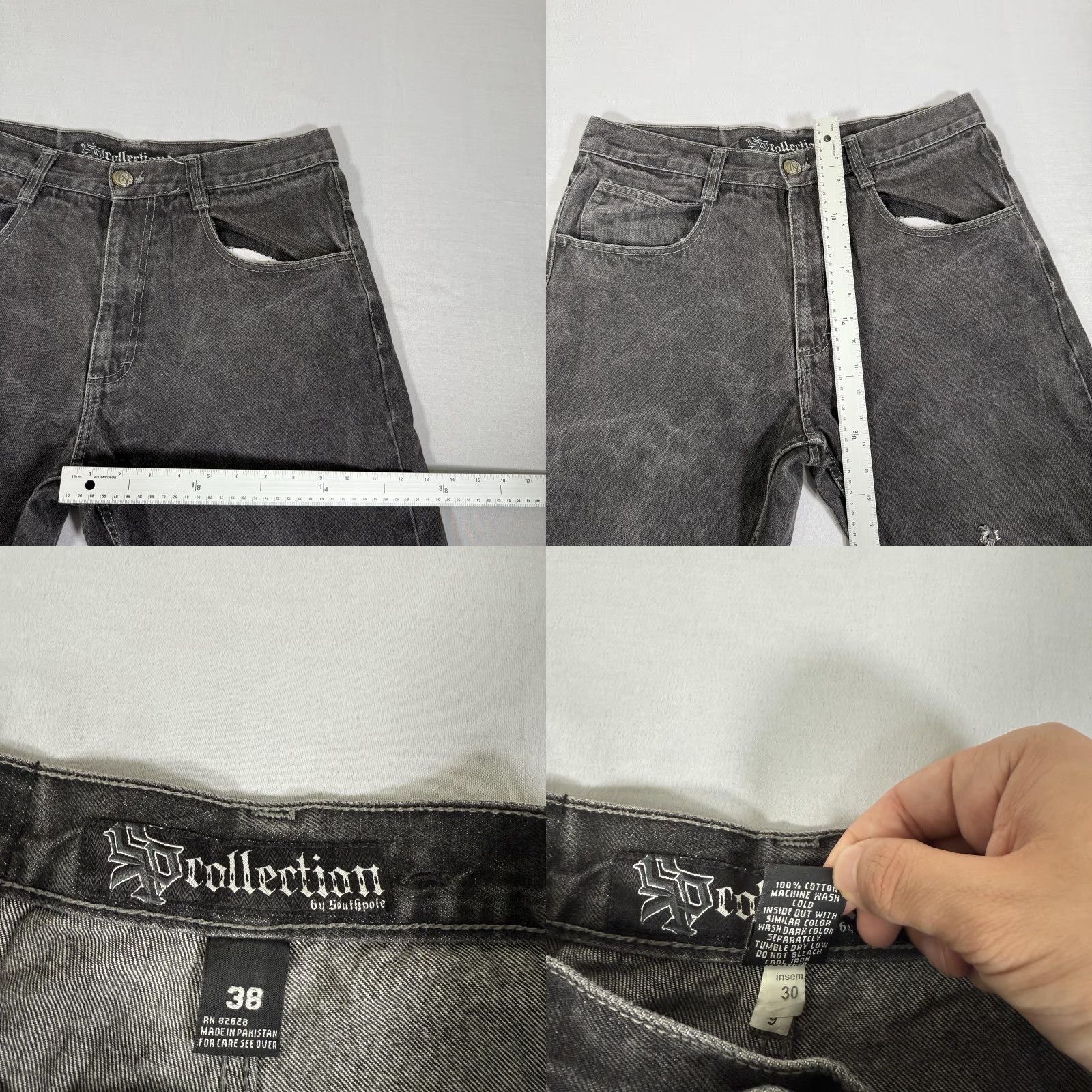 Southpole VINTAGE Southpole Jeans Mens 36x29 Black Baggy Loose Denim Pants Charcoal Wash Y2K 90s Hip Hop Size US 36 / EU 52 - 8 Thumbnail