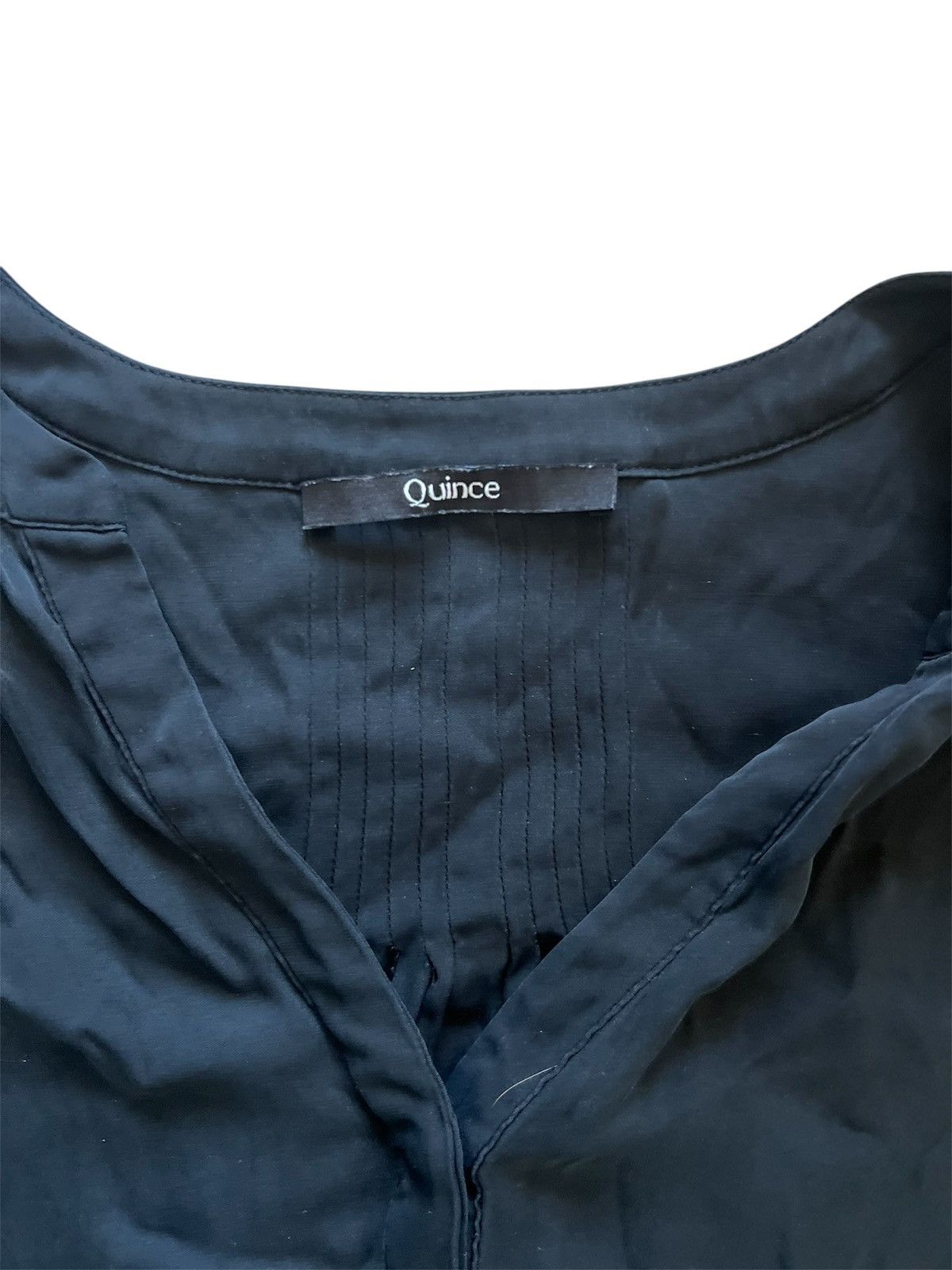 Quince Quince Black Mandarin Collar Relaxed Silk Blouse | Medium Size M / US 6-8 / IT 42-44 - 3 Thumbnail