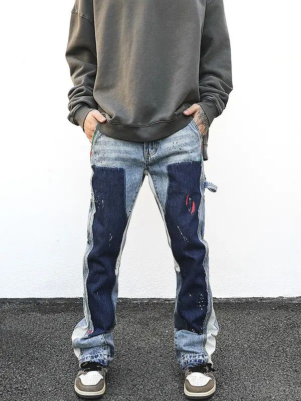 VIBE Paint Splatter Carpenter Flare Denim Jeans Size US 32 / EU 48 - 7 Thumbnail