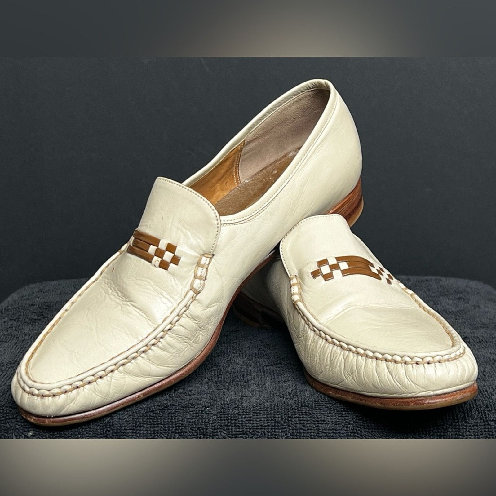 Barker BARKER Men's Beige BIT Leather Loafers Made in England Size US 9 / EU 42 - 2 Thumbnail