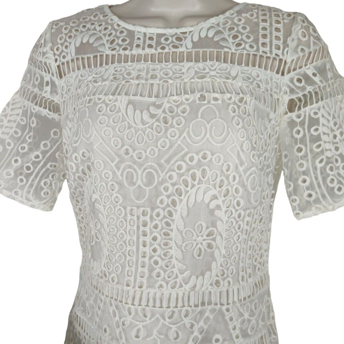 Other Gianni Bini Lily Sheath Dress Women Size 2 White Short Slv Size XS / US 0-2 / IT 36-38 - 2 Thumbnail
