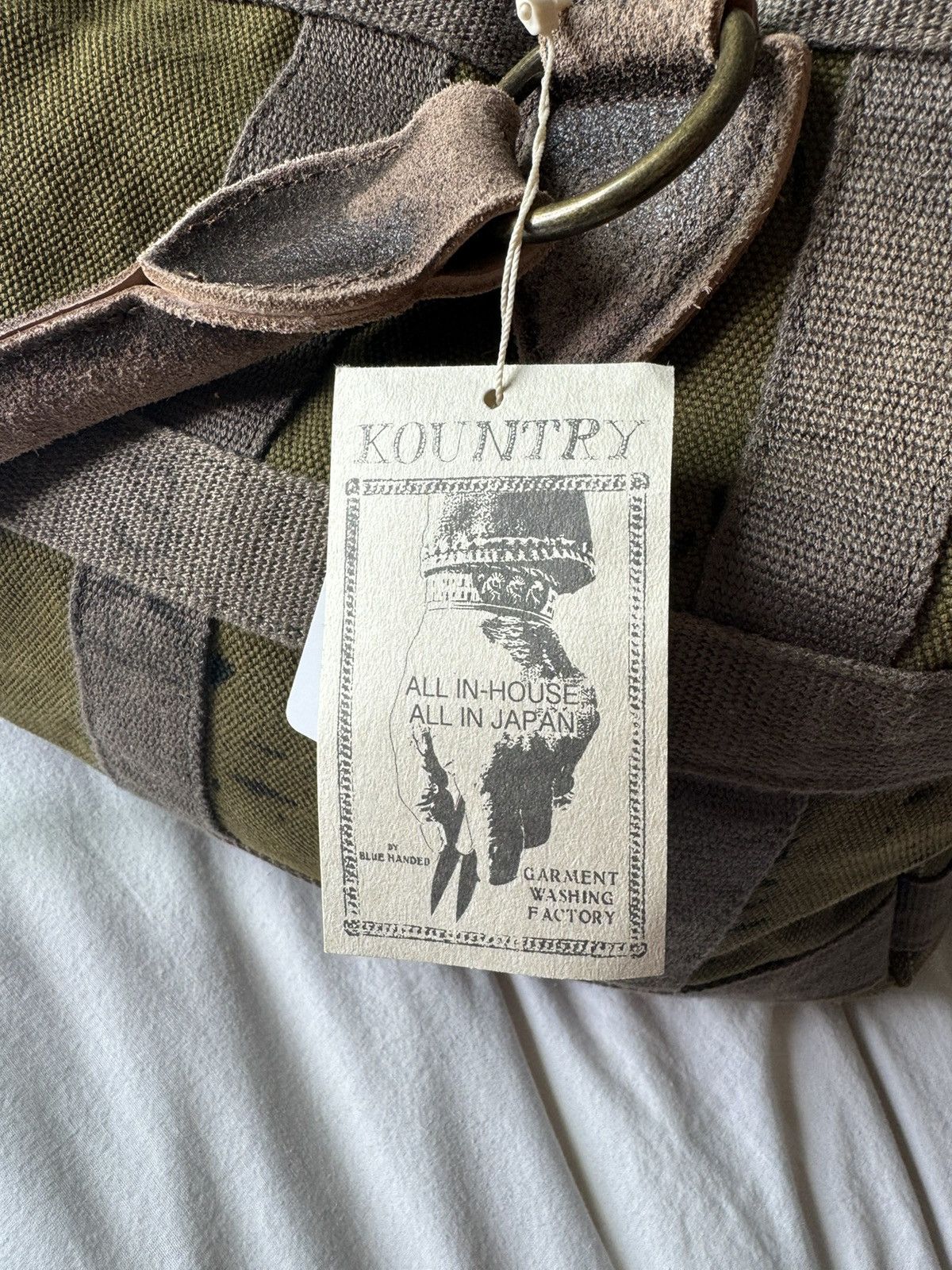 Kapital Kountry KAPITAL #4 ARMY CANVAS TATTERSALL CARGO BAG | Grailed