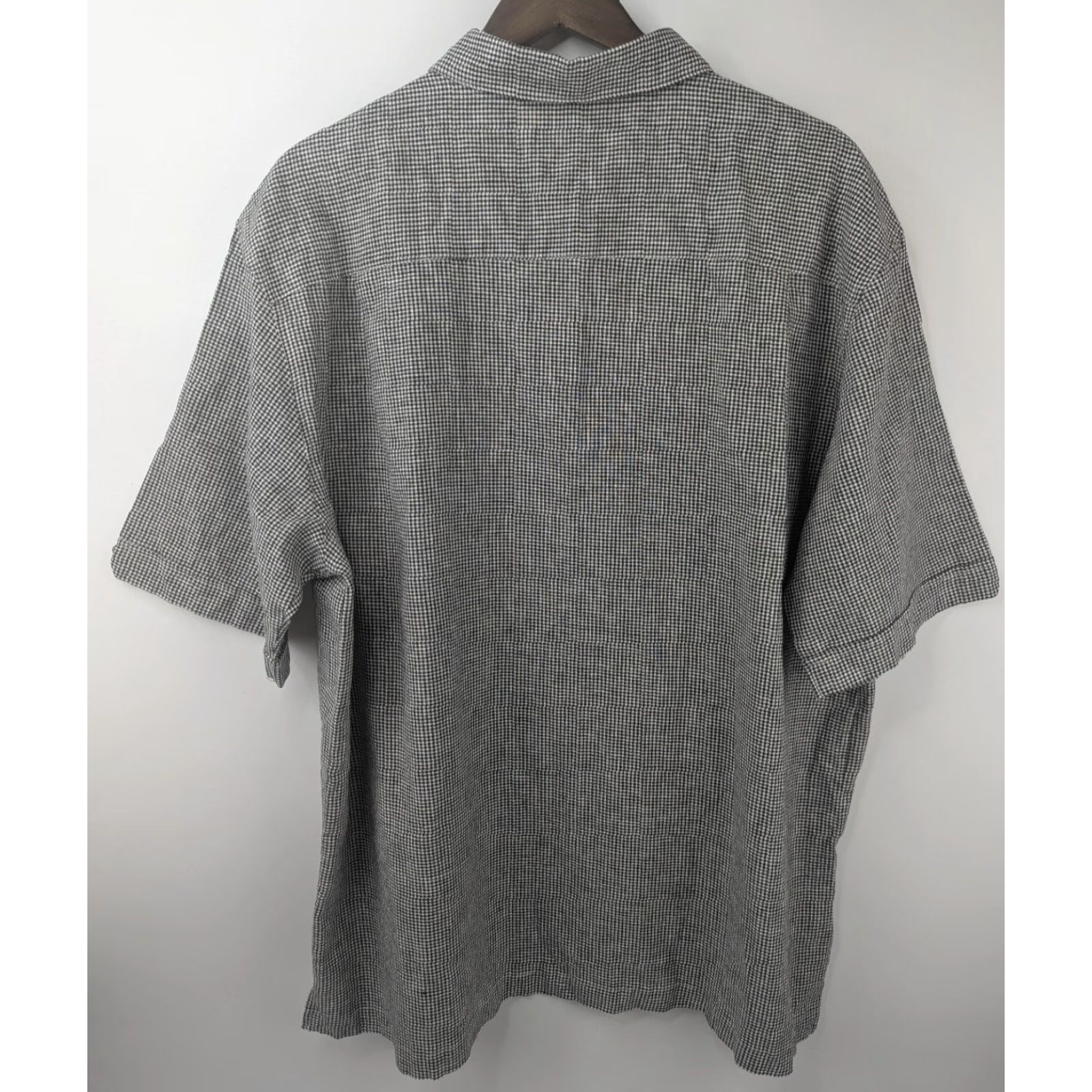 Vintage Havanera Linen Cotton Shirt Men's 2XL Gray Checkered Panel Stripe Casual Cuban Shirt Size US XXL / EU 58 / 5 - 3 Thumbnail