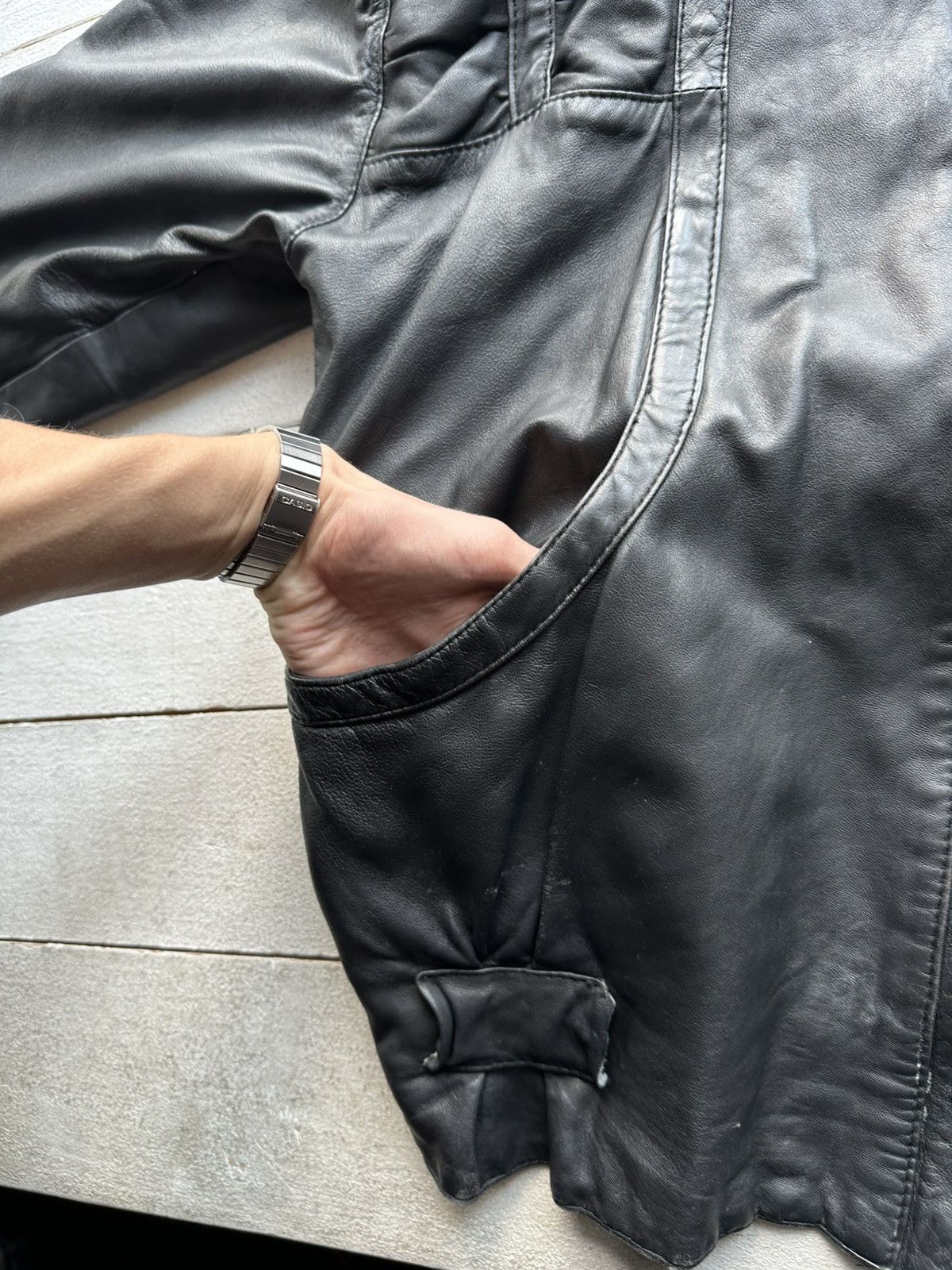 Other 🚨VNTG LEATHER JACKET AVANT GARDE ASYMMETRICAL BLACK MOTO Size US L / EU 52-54 / 3 - 5 Thumbnail