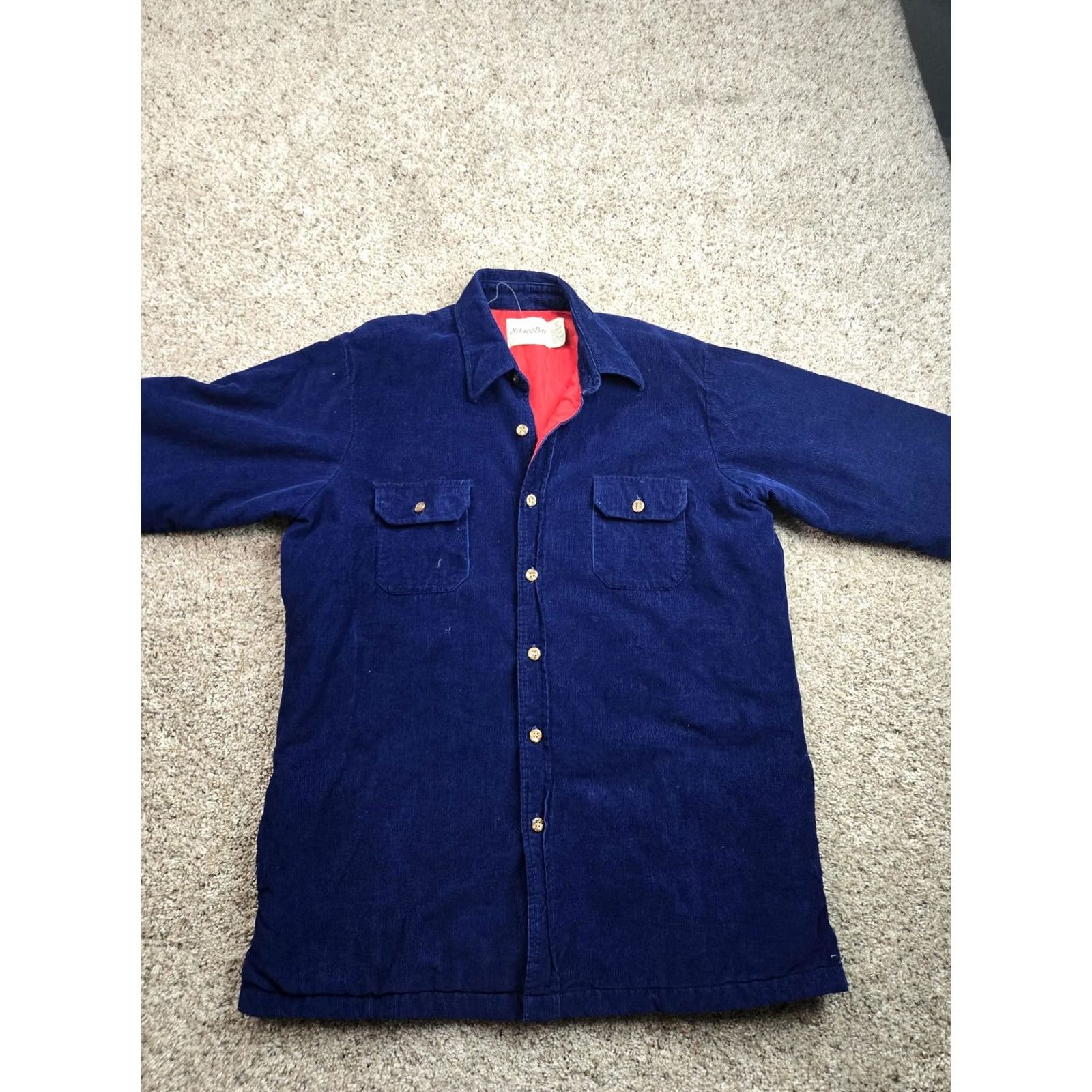 Vintage St. Johns Bay Shirt Jacket Mens Large Blue Corduroy Lined Button Up 90s Jacket Size US L / EU 52-54 / 3 - 4 Thumbnail