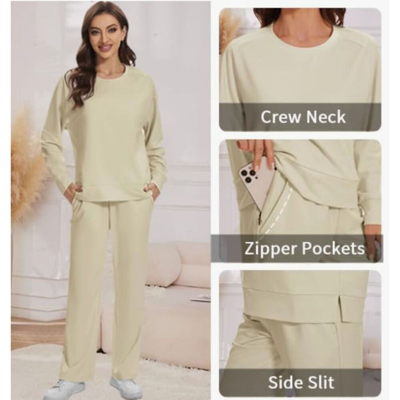 The Unbranded Brand 2 Piece Lounge Sets SIZE XS Beige Size 24" / US 00 / IT 34 - 5 Thumbnail