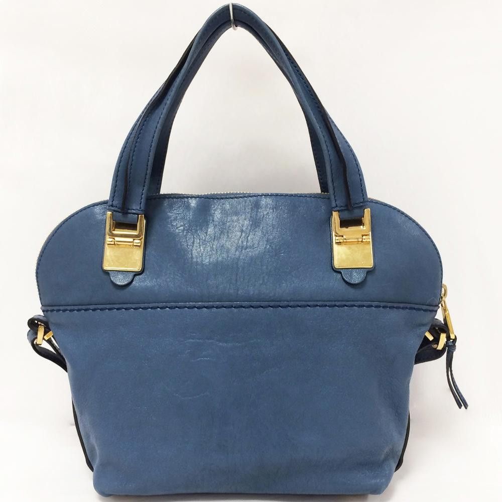 chloma CHLOE Angie Fjord Blue Leather Satchel Bag Size ONE SIZE - 8 Thumbnail