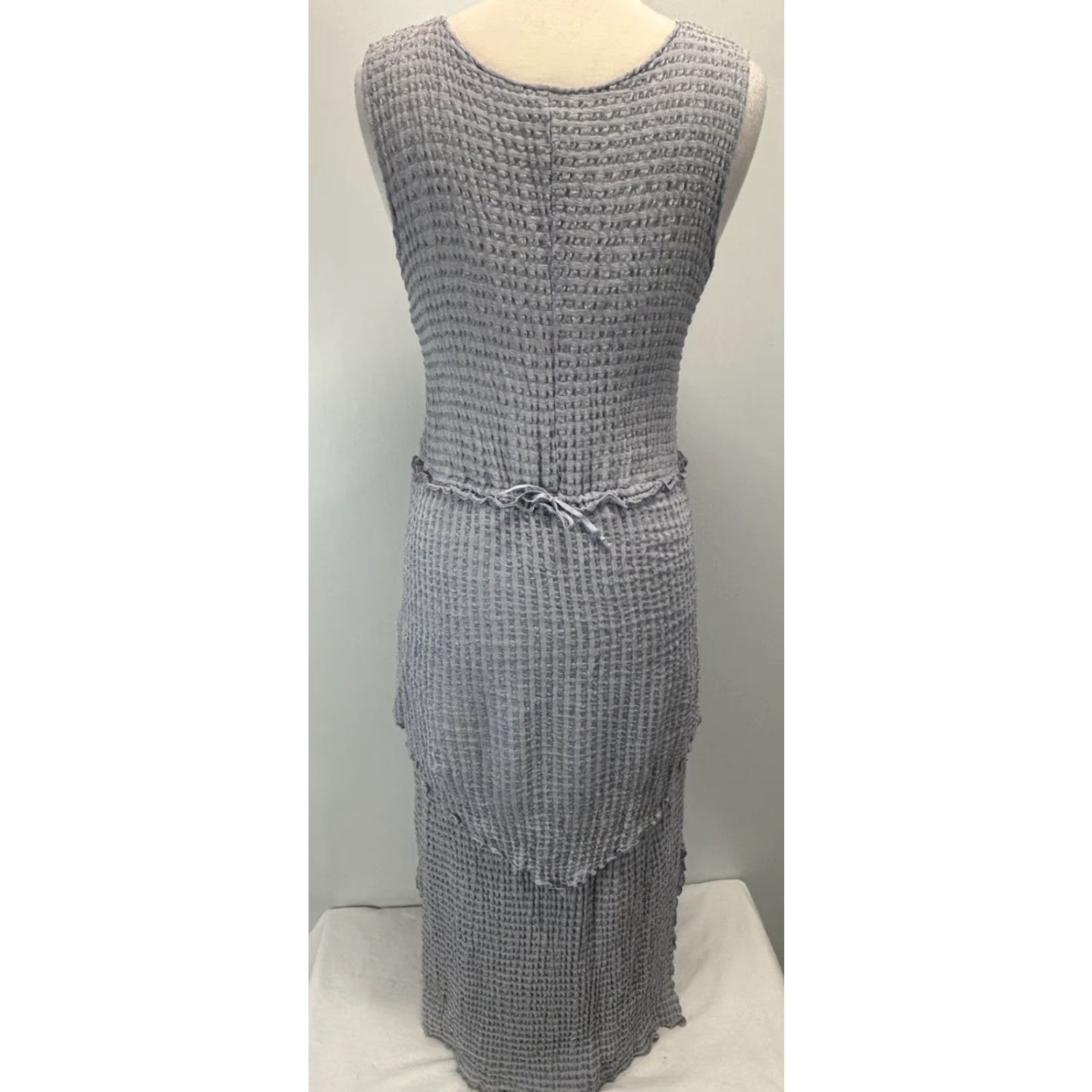Vintage OHM Sleeveless Maxi Dress Large Gray Layered Stretch Lagenlook Womens Size L / US 10 / IT 46 - 3 Thumbnail