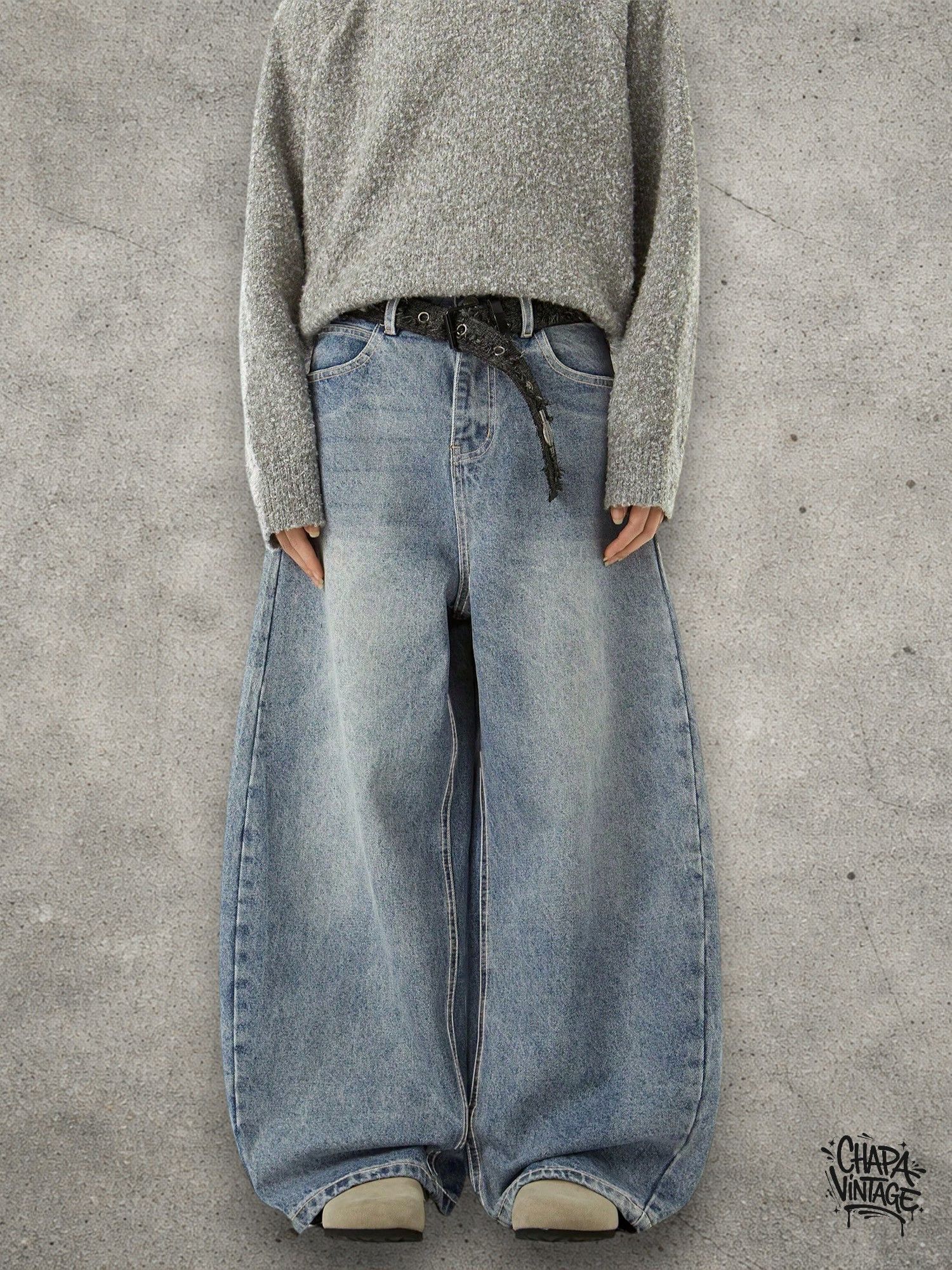 Vintage Wide leg baby blue jeans Size US 32 / EU 48 - 4 Thumbnail