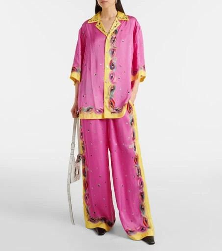 Acne Studios Printed Button Up Shirt in Fuschia Pink Size US M / EU 48-50 / 2 - 12 Thumbnail
